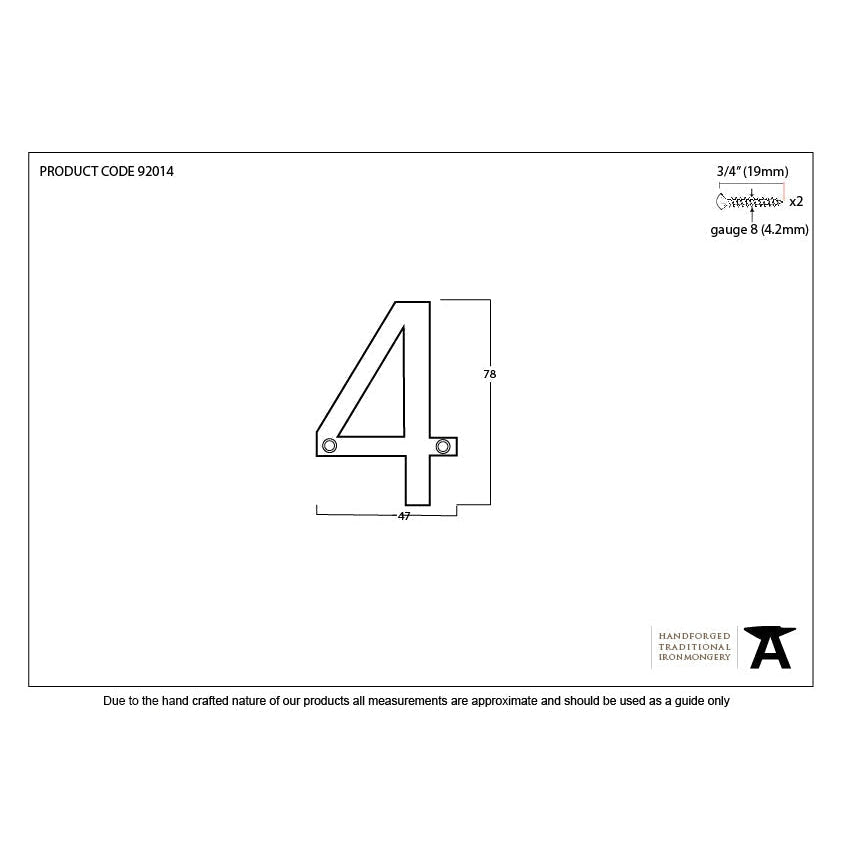 Aged Bronze Numeral 4 | From The Anvil-Numerals-Yester Home