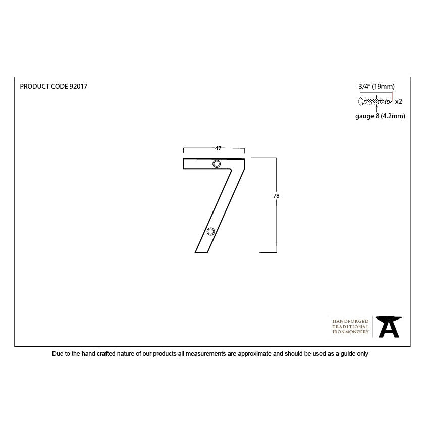 Aged Bronze Numeral 7 | From The Anvil-Numerals-Yester Home