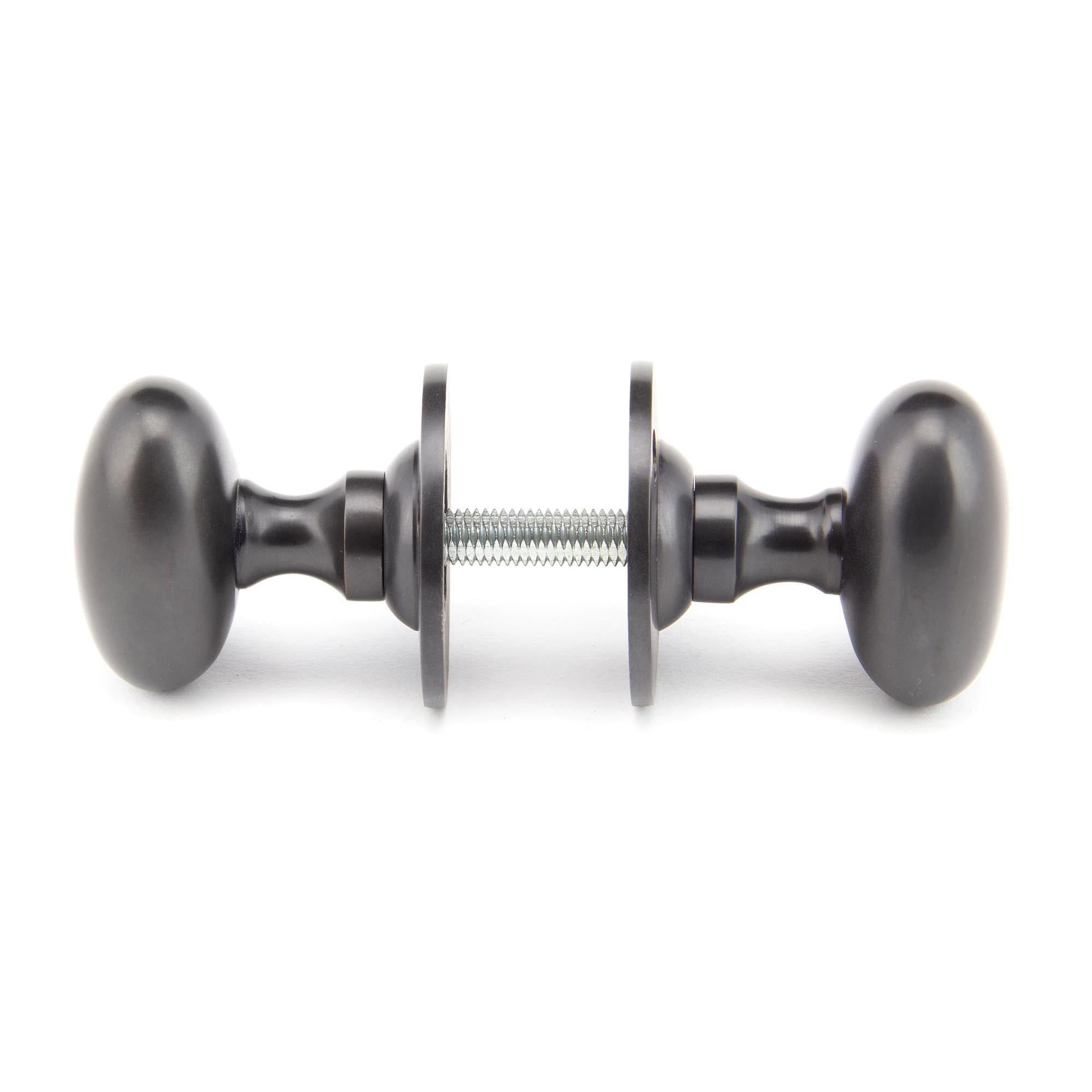 Aged Bronze Oval Mortice/Rim Knob Set | From The Anvil - Mortice Knobs - From The Anvil - Yester Home