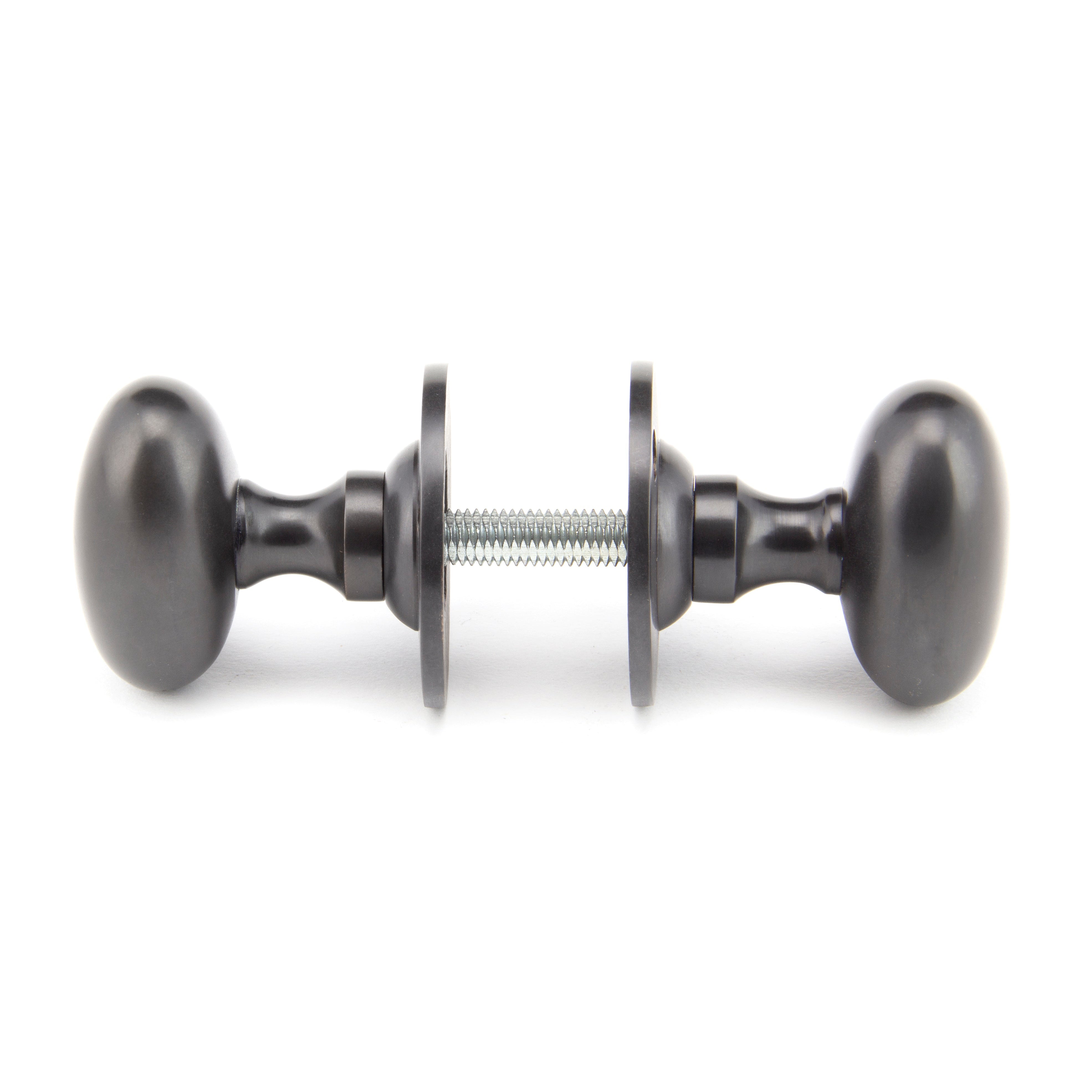 Aged Bronze Oval Mortice/Rim Knob Set | From The Anvil-Mortice Knobs-Yester Home