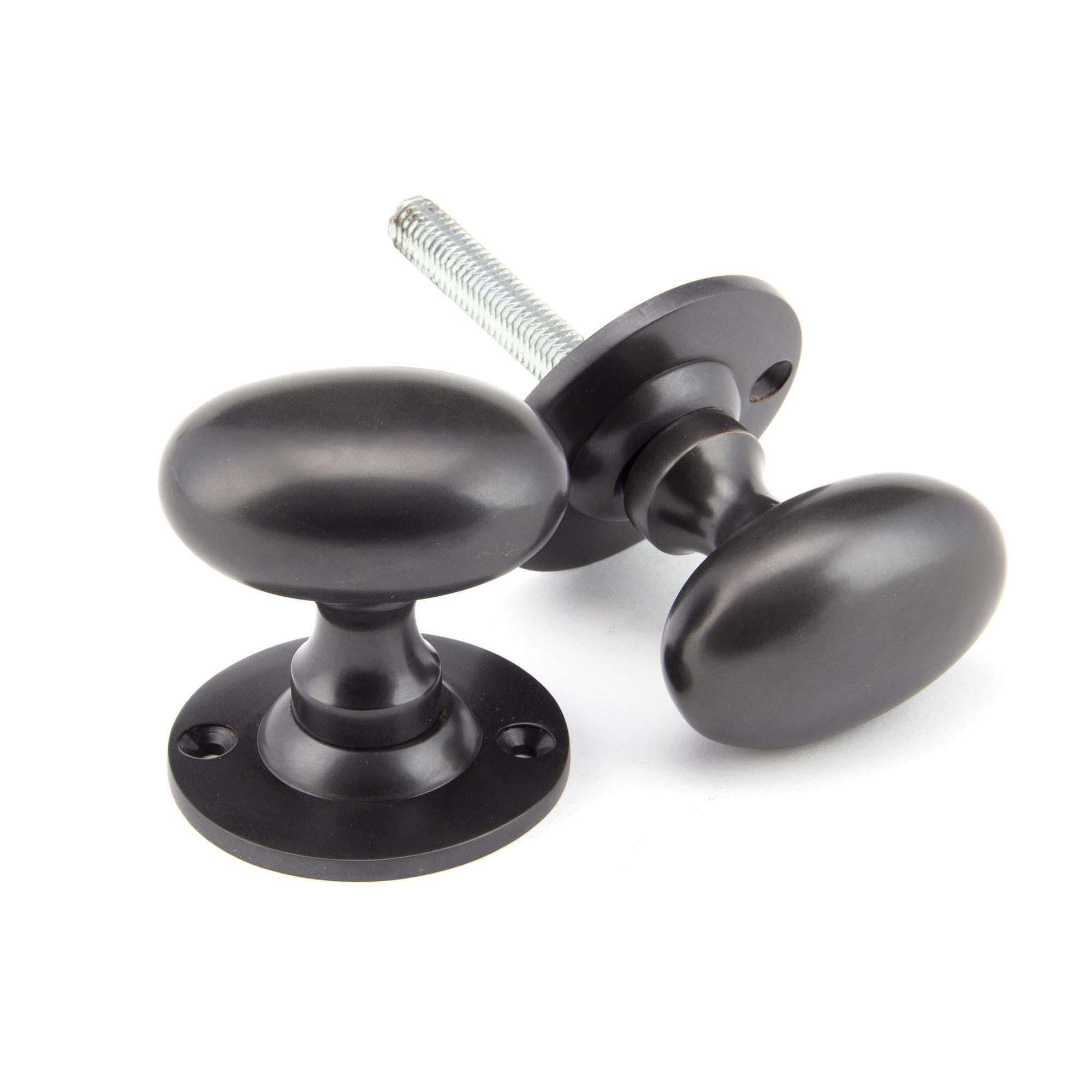 Aged Bronze Oval Mortice/Rim Knob Set | From The Anvil - Mortice Knobs - From The Anvil - Yester Home