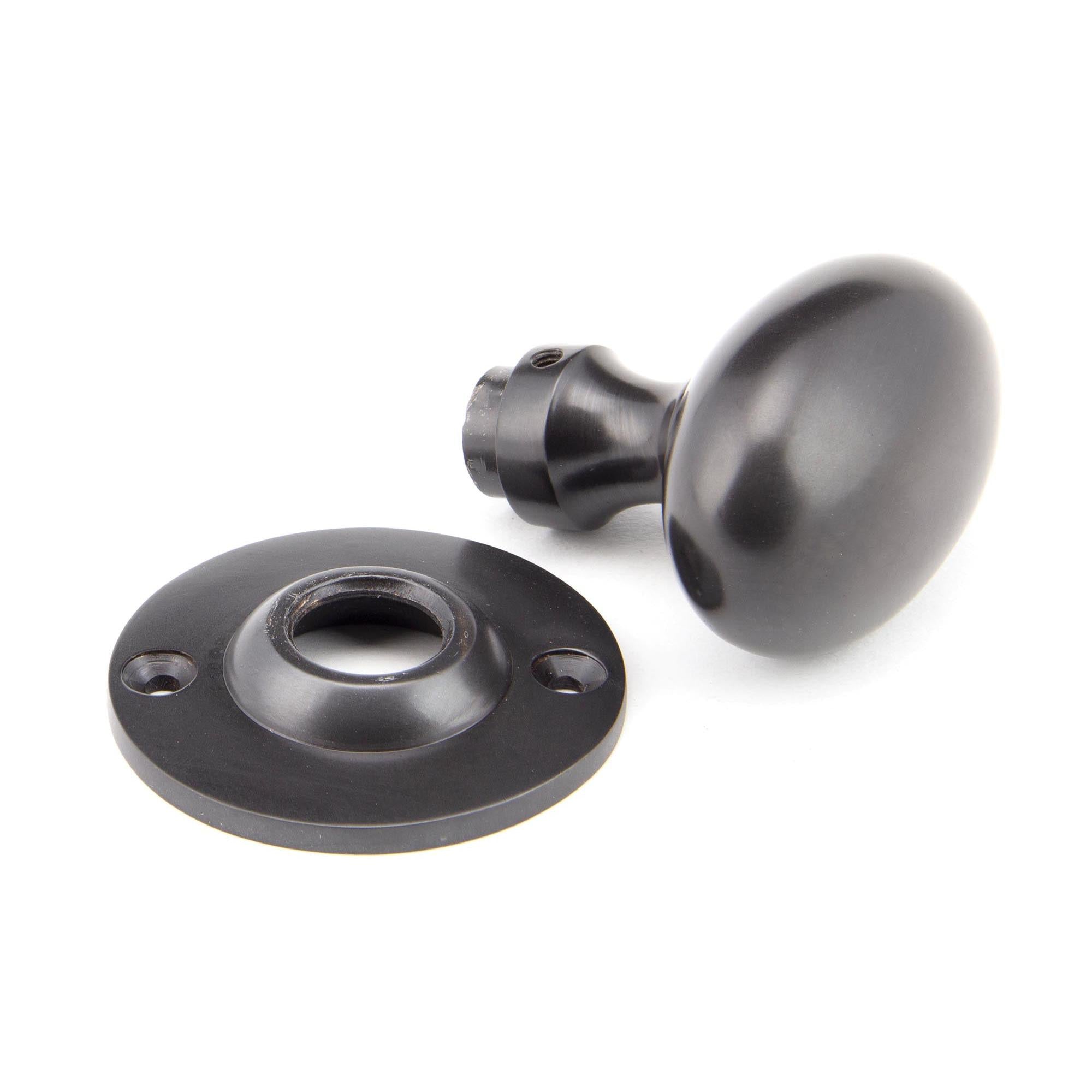 Aged Bronze Oval Mortice/Rim Knob Set | From The Anvil - Mortice Knobs - From The Anvil - Yester Home