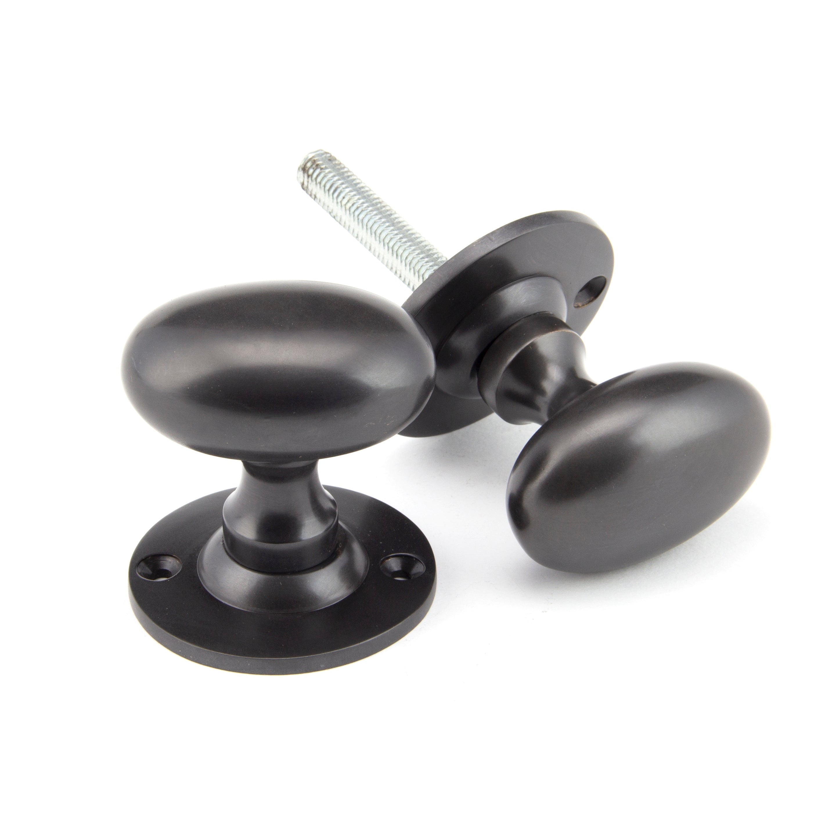 Aged Bronze Oval Mortice/Rim Knob Set | From The Anvil-Mortice Knobs-Yester Home