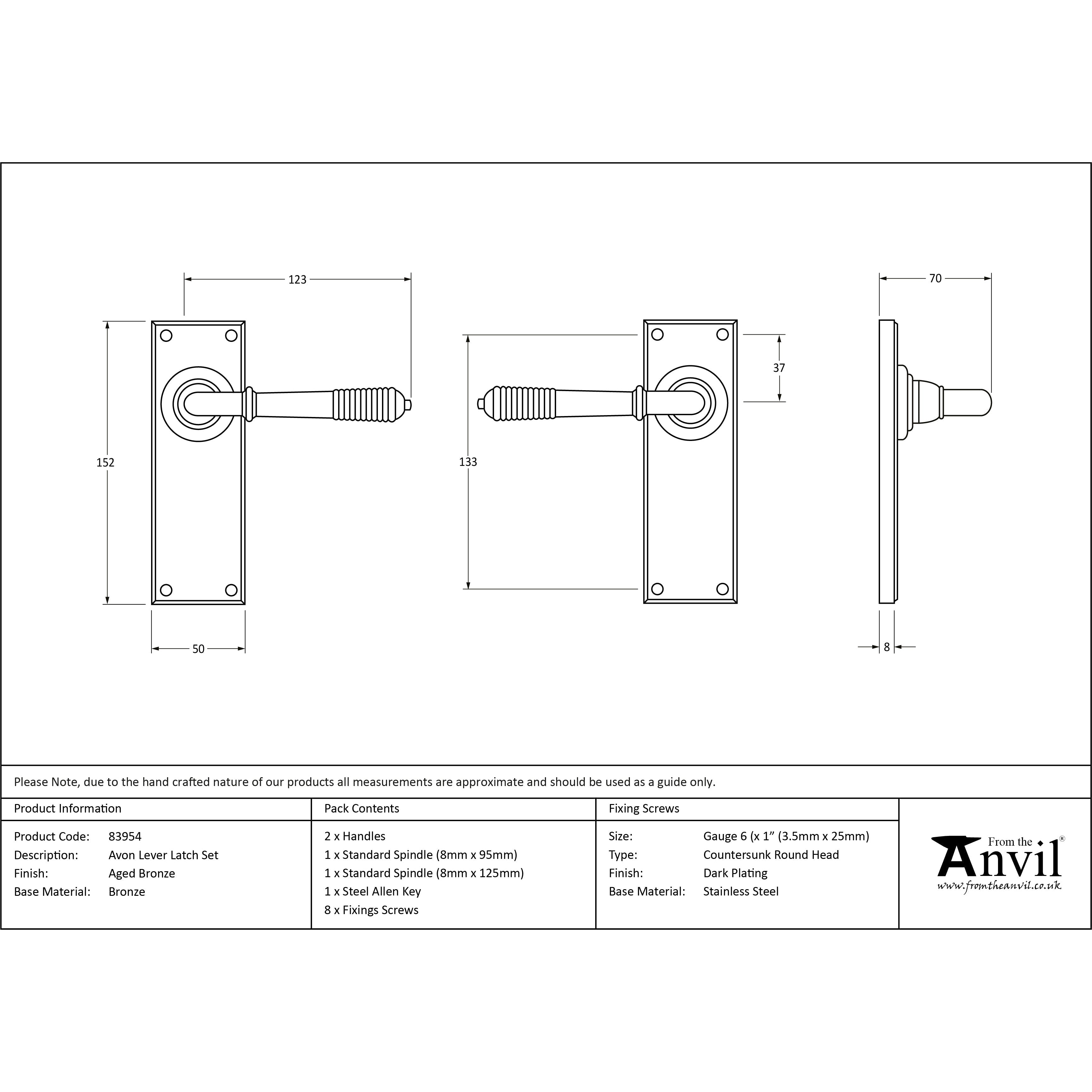 Aged Bronze Reeded Lever Latch Set | From The Anvil-Lever Latch-Yester Home