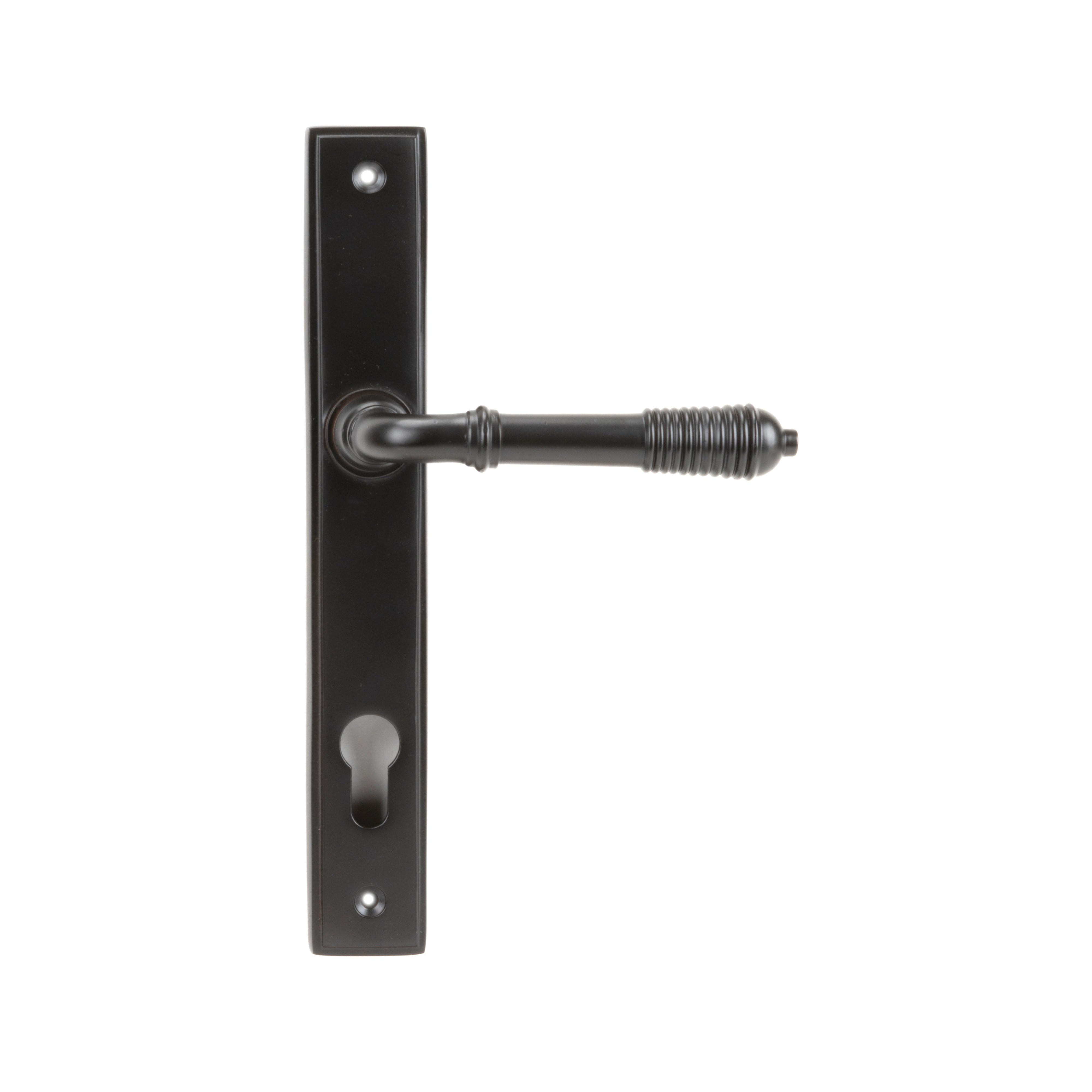 Aged Bronze Reeded Slimline Lever Espag. Lock Set | From The Anvil-Espagnolette-Yester Home