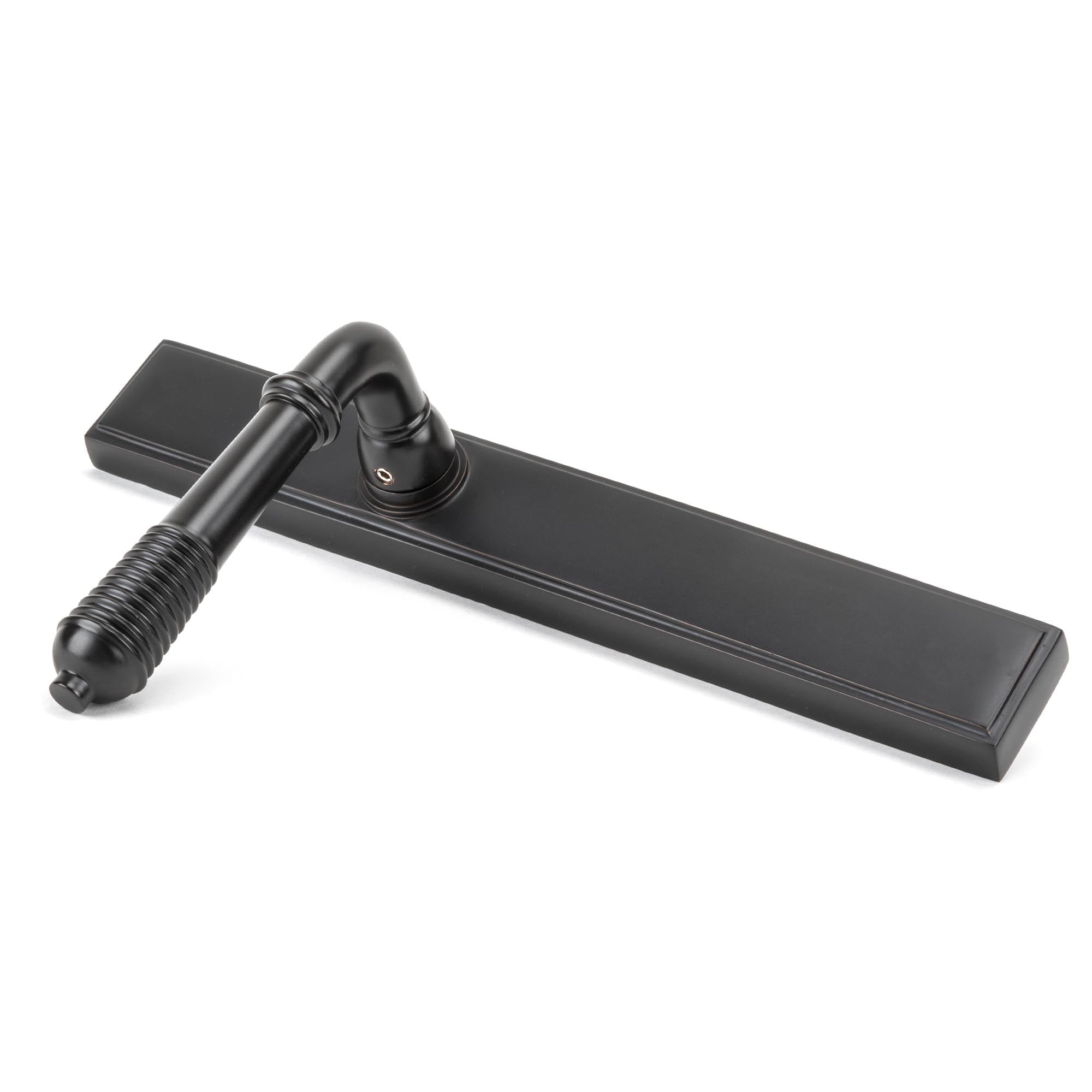 Aged Bronze Reeded Slimline Lever Latch Set | From The Anvil - Espagnolette - From The Anvil - Yester Home