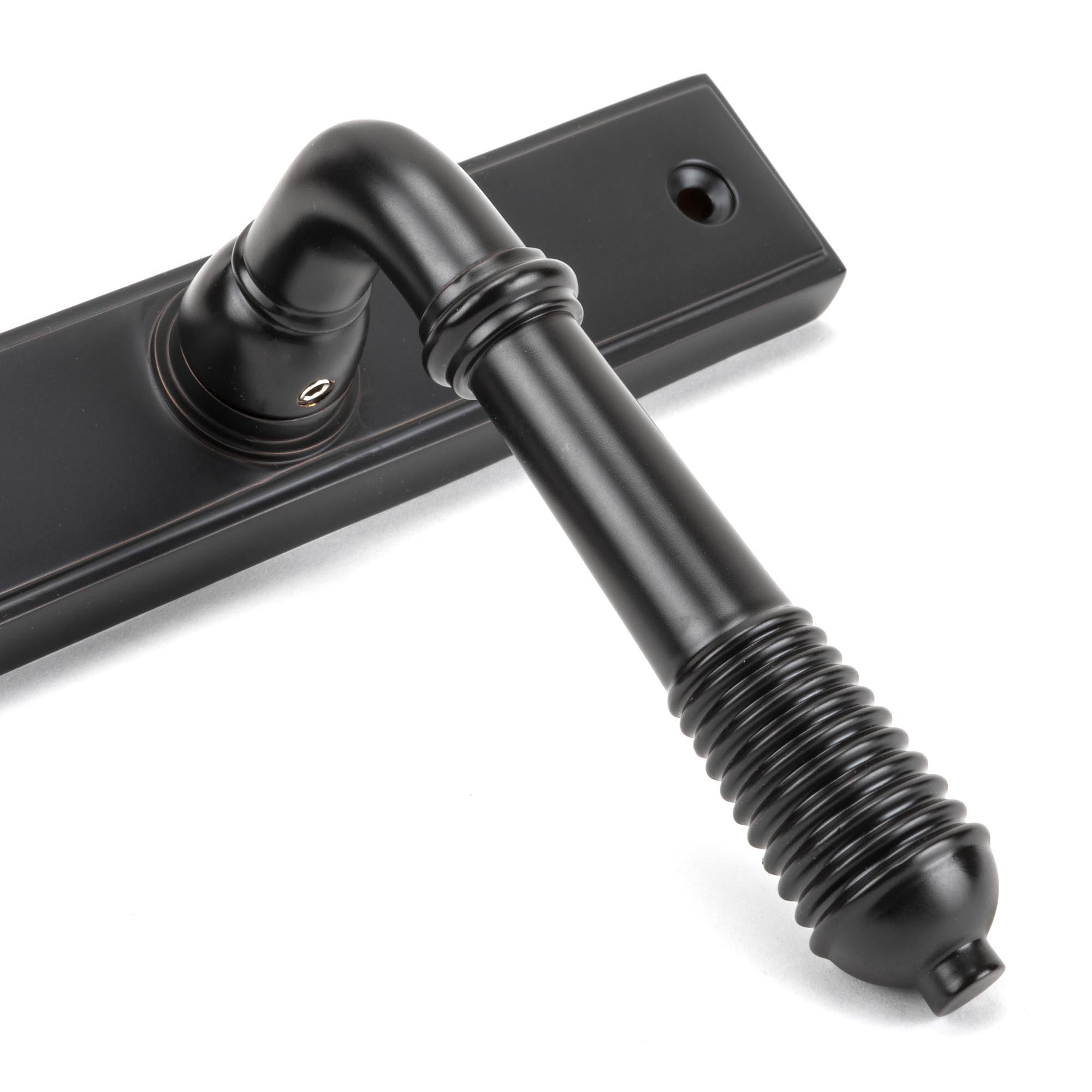 Aged Bronze Reeded Slimline Lever Latch Set | From The Anvil - Espagnolette - From The Anvil - Yester Home