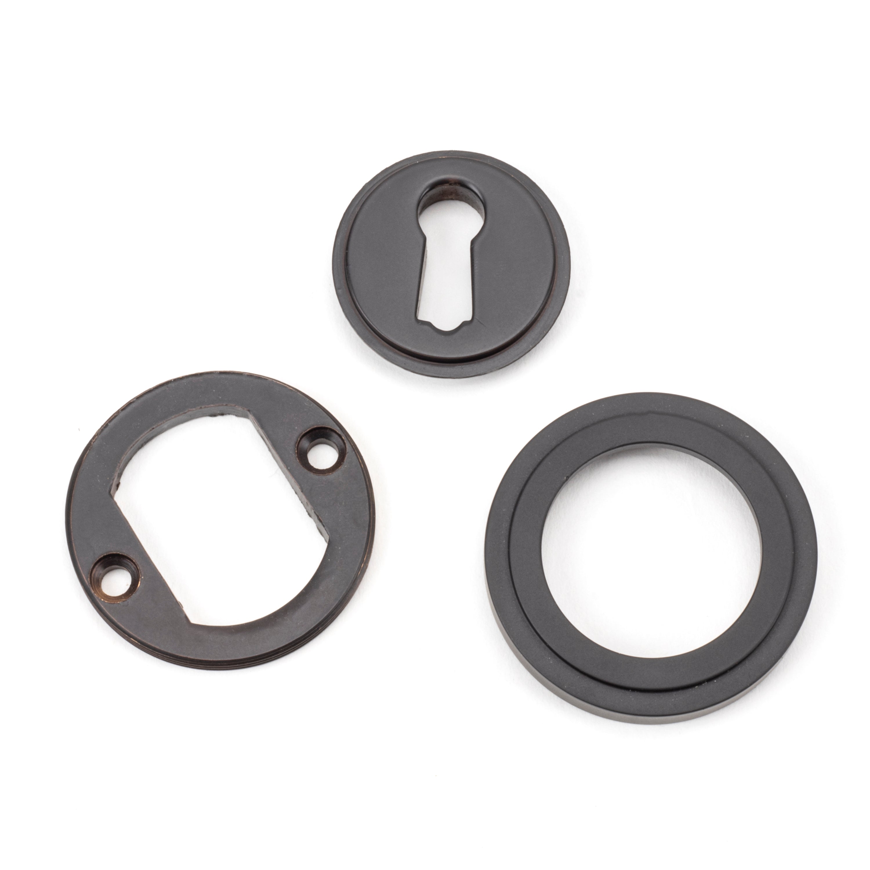 Aged Bronze Round Escutcheon (Art Deco) | From The Anvil-Escutcheons-Yester Home