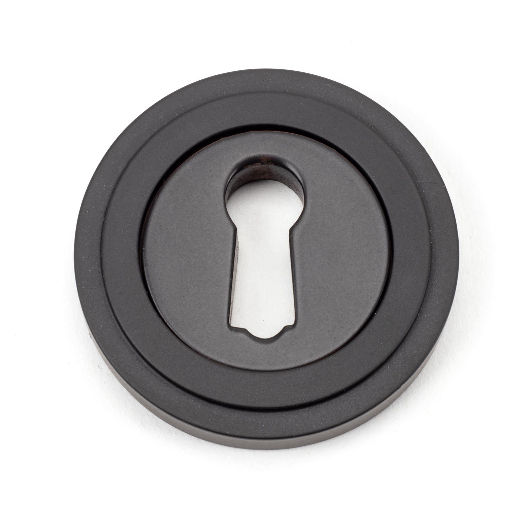 Aged Bronze Round Escutcheon (Art Deco) | From The Anvil - Escutcheons - From The Anvil - Yester Home