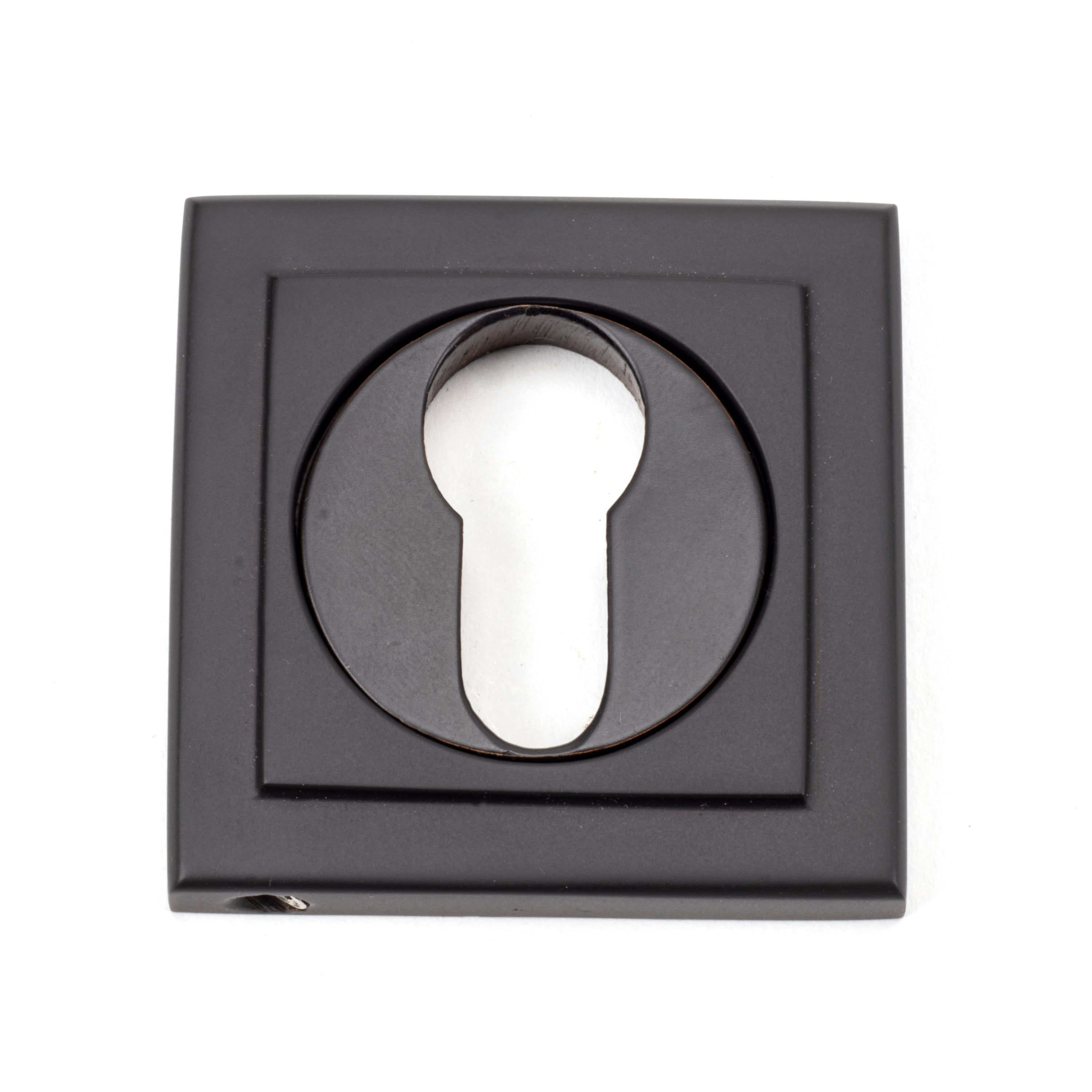 Aged Bronze Round Euro Escutcheon (Square) | From The Anvil-Euro Escutcheons-Yester Home
