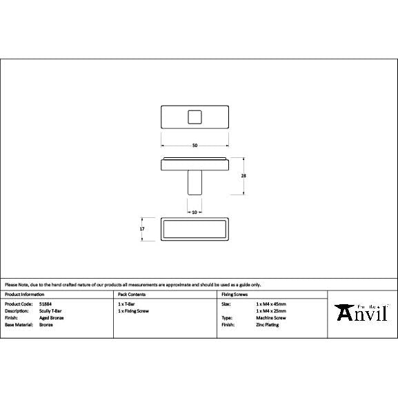 Aged Bronze Scully T-Bar - T-Bars - From The Anvil - Yester Home