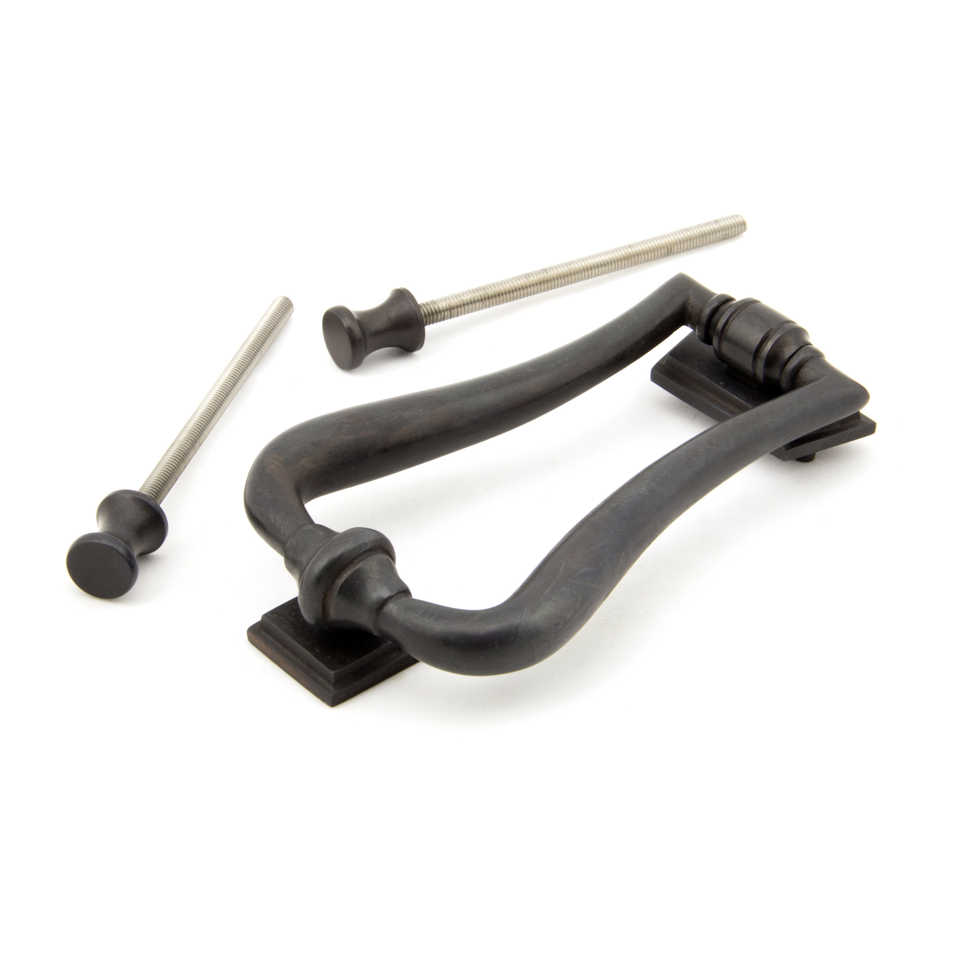 Aged Bronze Slimline Art Deco Door Knocker | From The Anvil-Bolt-Through Door Knockers-Yester Home