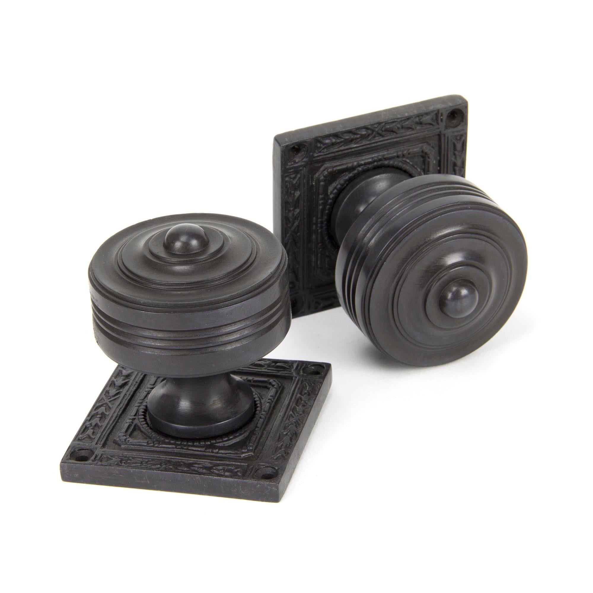 Aged Bronze Tewkesbury Square Mortice Knob Set | From The Anvil - Mortice Knobs - From The Anvil - Yester Home