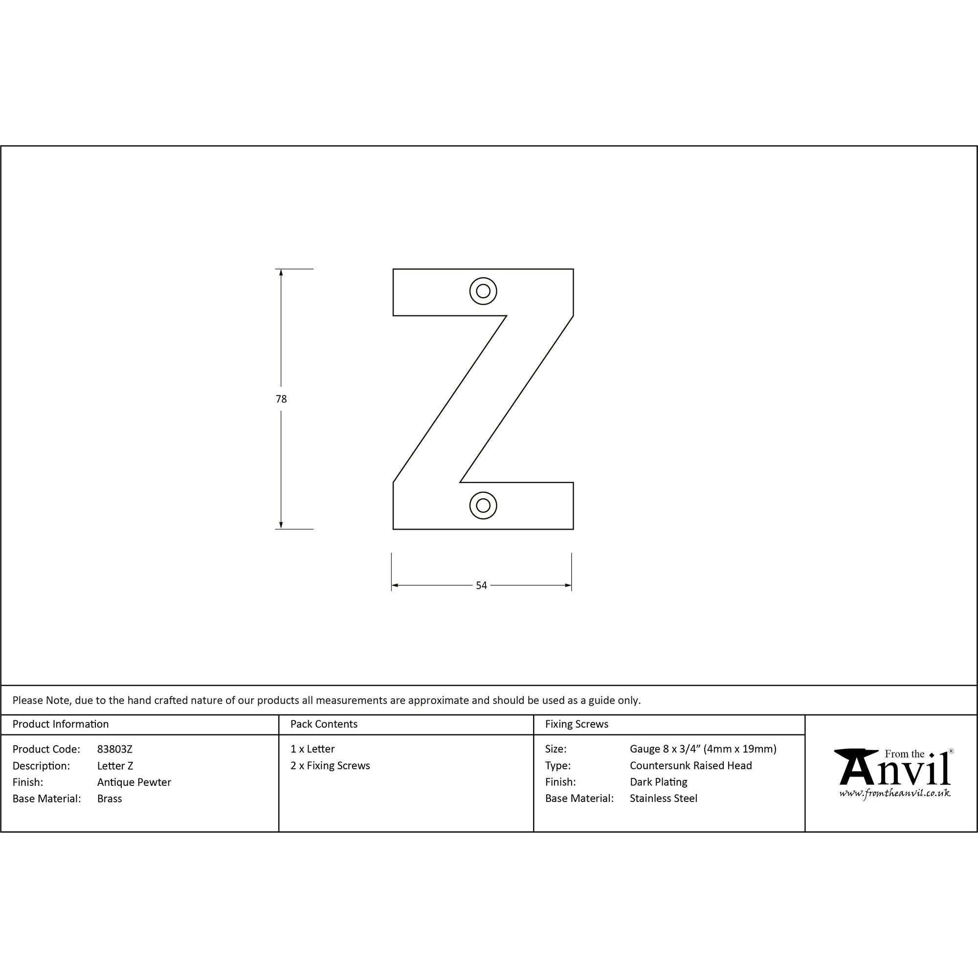 Antique Pewter Letter Z | From The Anvil - Letters - From The Anvil - Yester Home