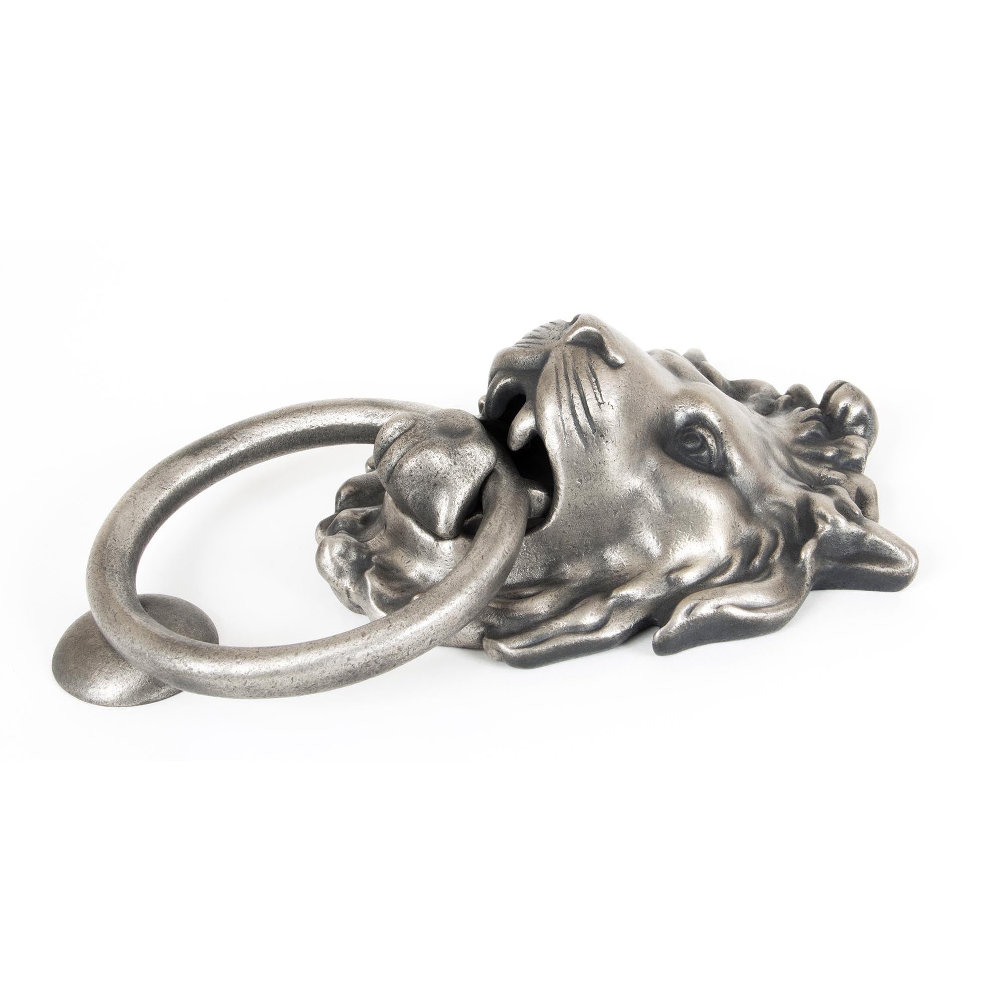 Antique Pewter Lion Head Door Knocker | From The Anvil - Bolt-Through Door Knockers - From The Anvil - Yester Home