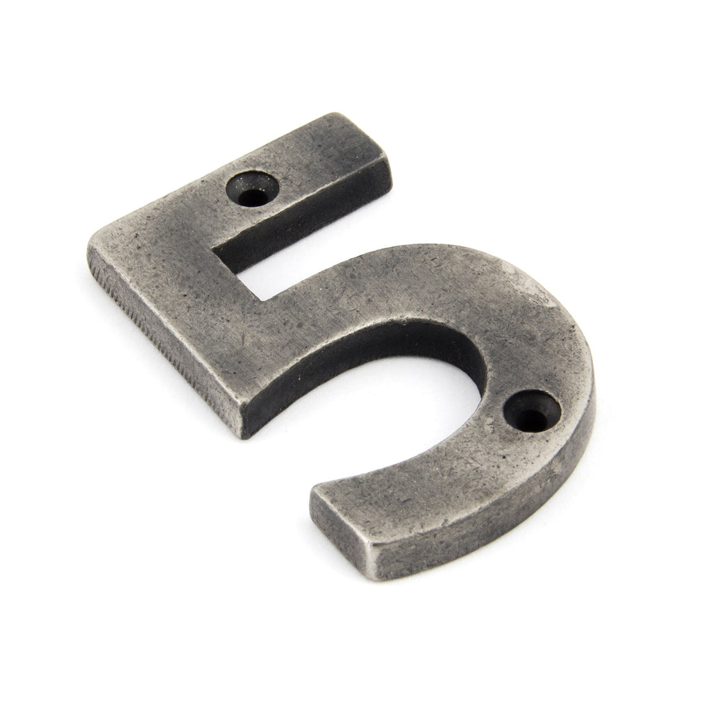 Antique Pewter Numeral 5 | From The Anvil-Numerals-Yester Home