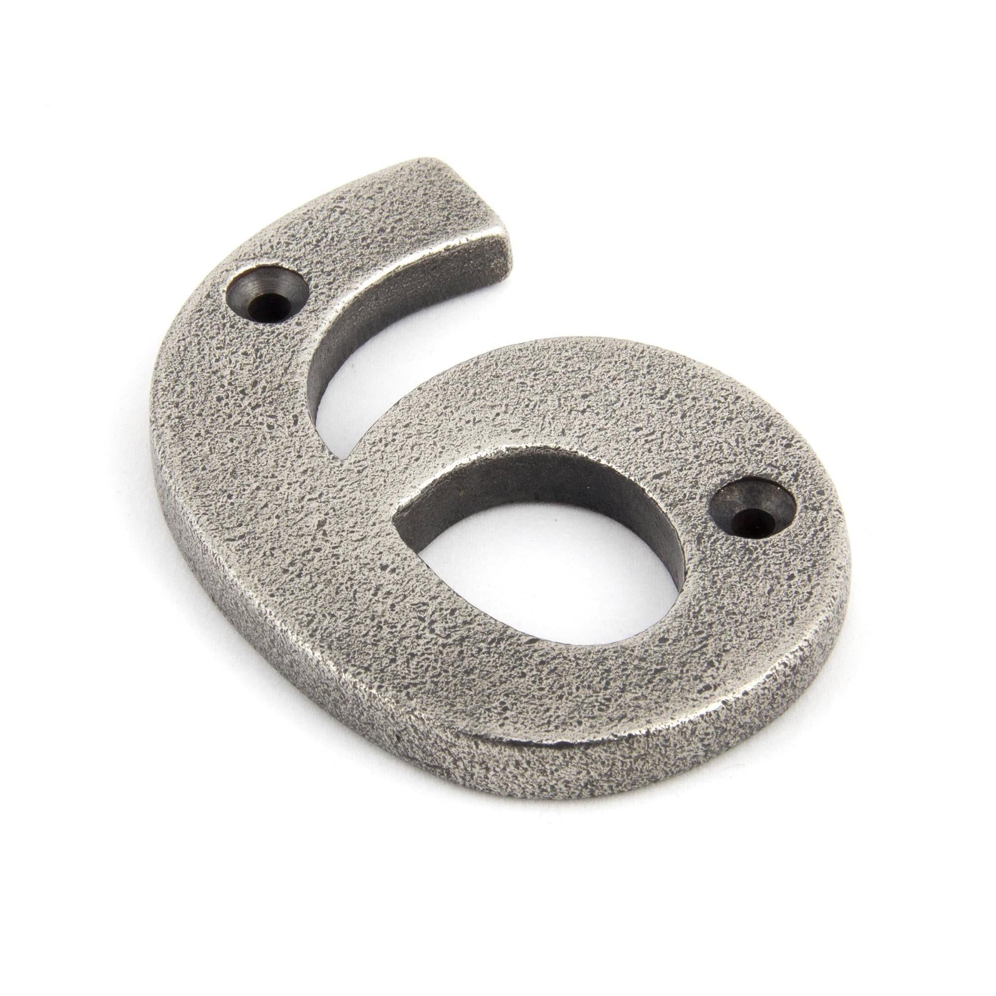 Antique Pewter Numeral 6 | From The Anvil - Numerals - From The Anvil - Yester Home