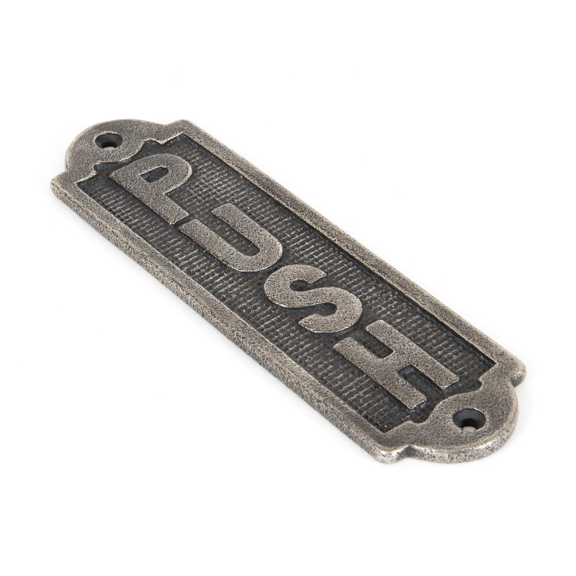 Antique Pewter Push Sign | From The Anvil - Signs - From The Anvil - Yester Home