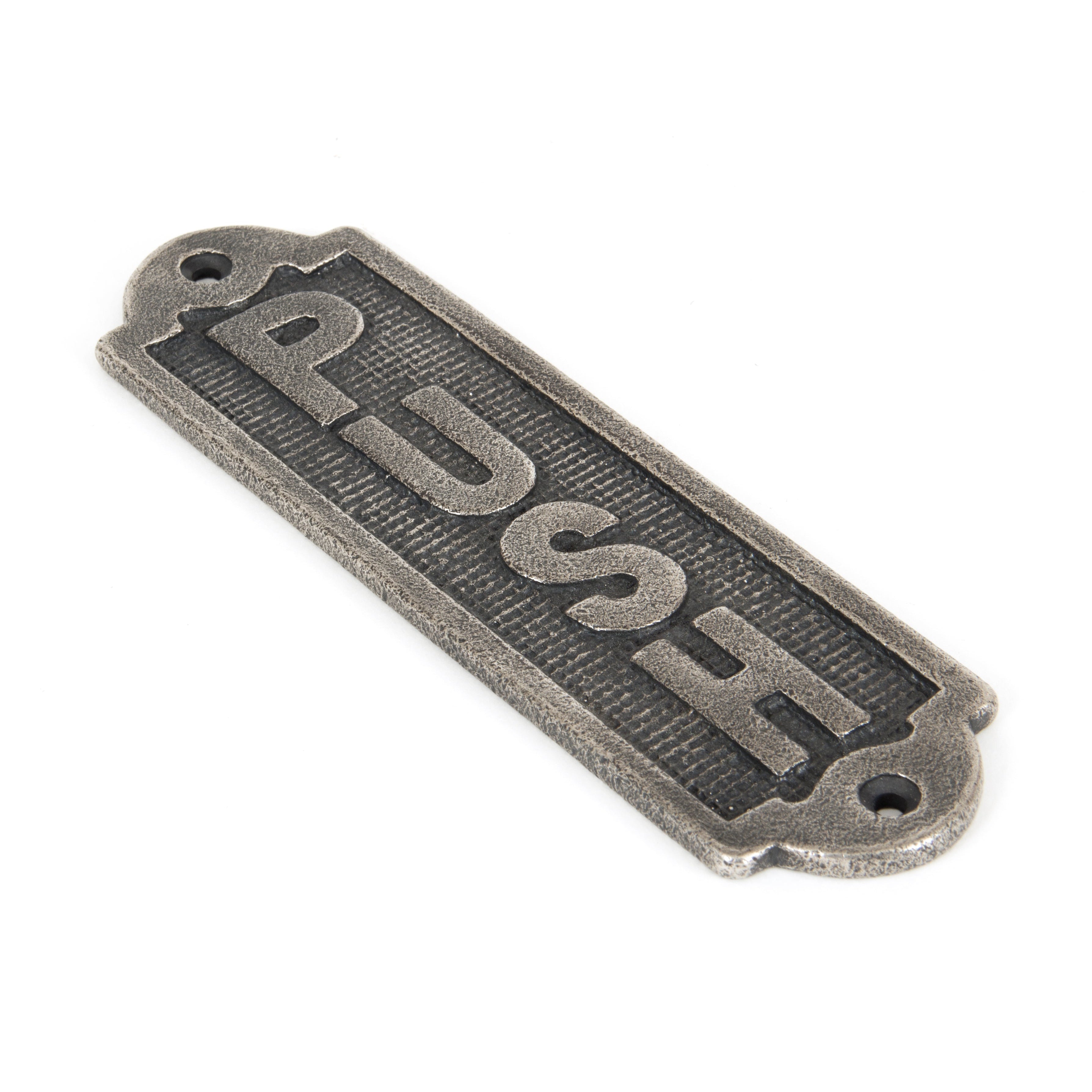 Antique Pewter Push Sign | From The Anvil-Signs-Yester Home
