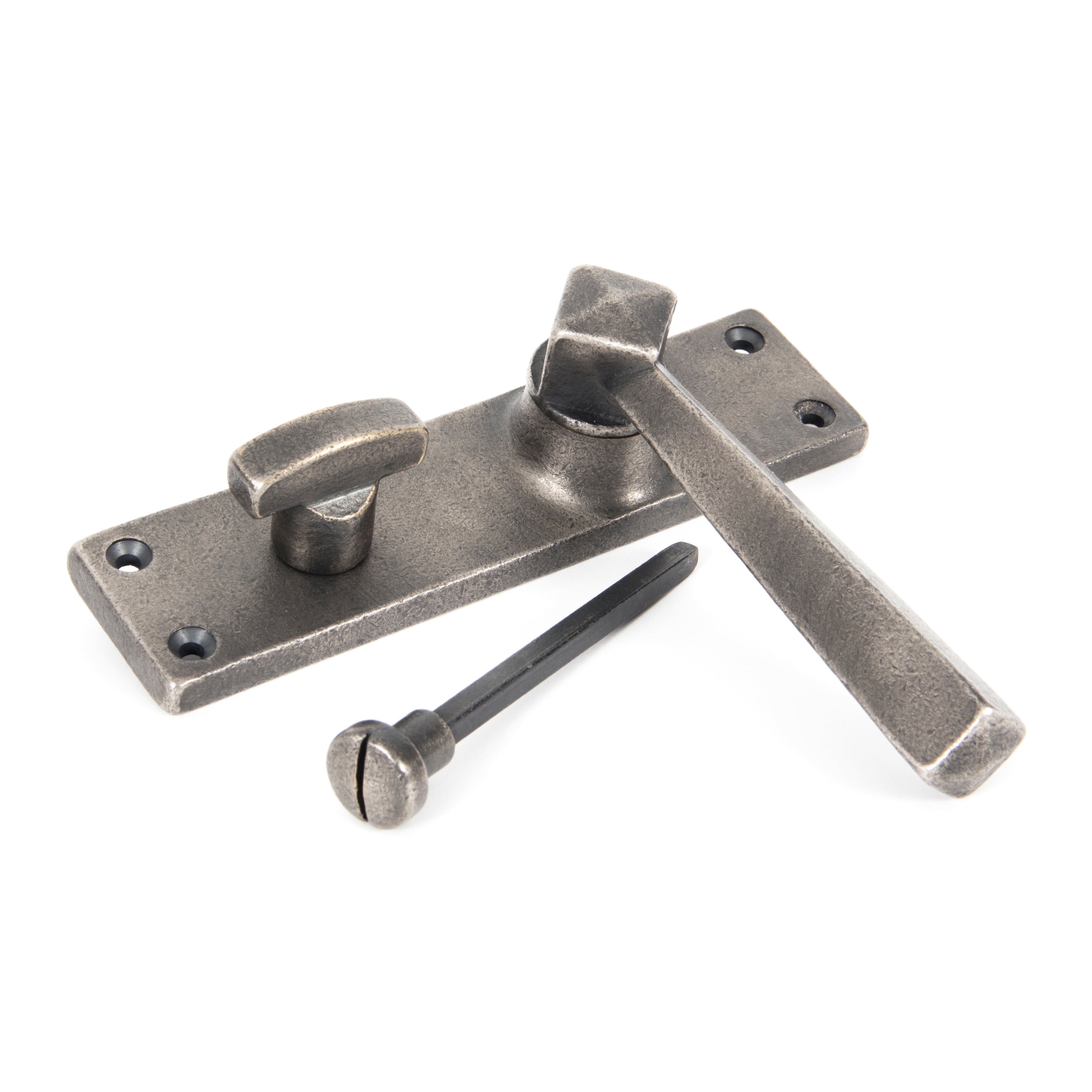 Antique Pewter Straight Lever Bathroom Set | From The Anvil-Lever Bathroom-Yester Home