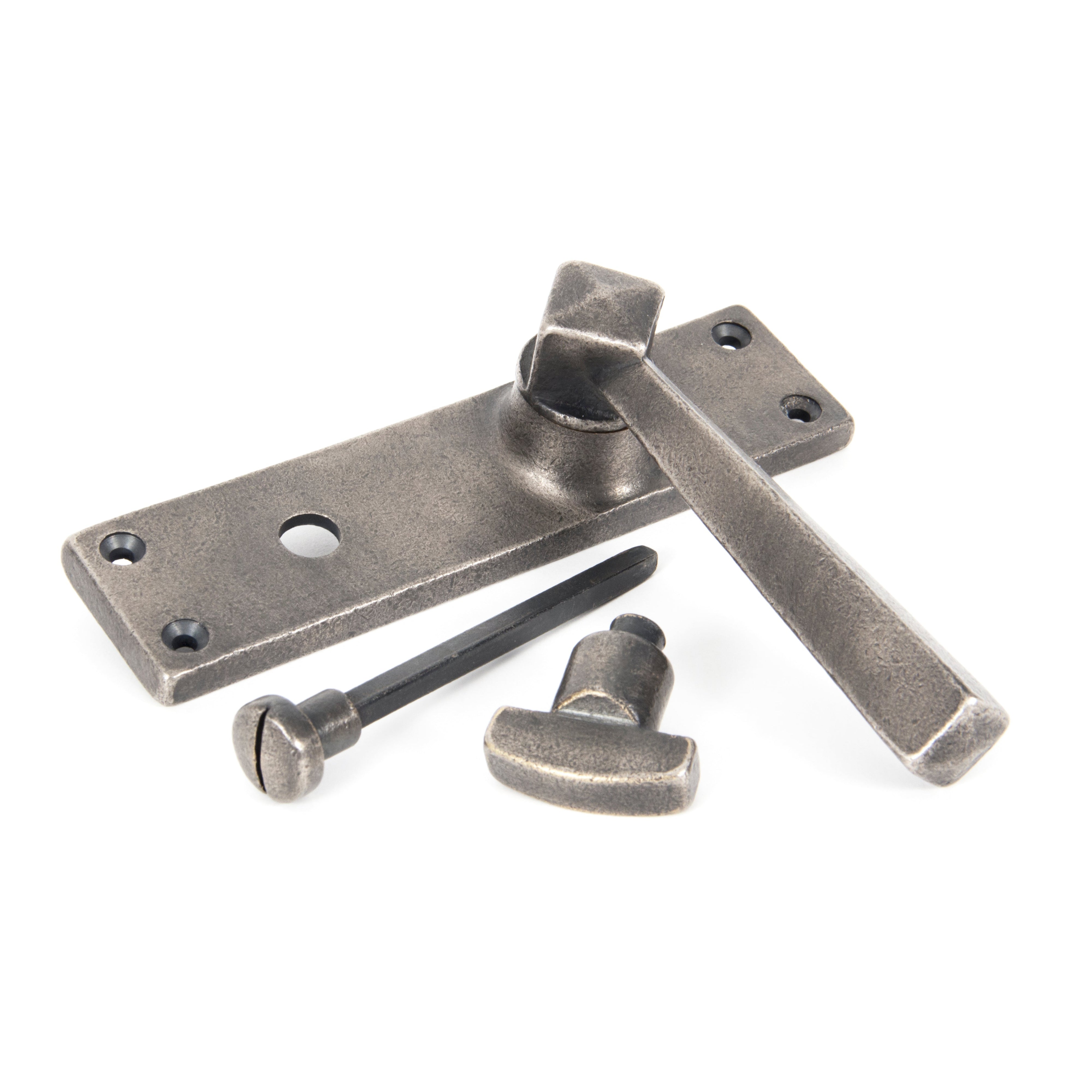 Antique Pewter Straight Lever Bathroom Set | From The Anvil-Lever Bathroom-Yester Home