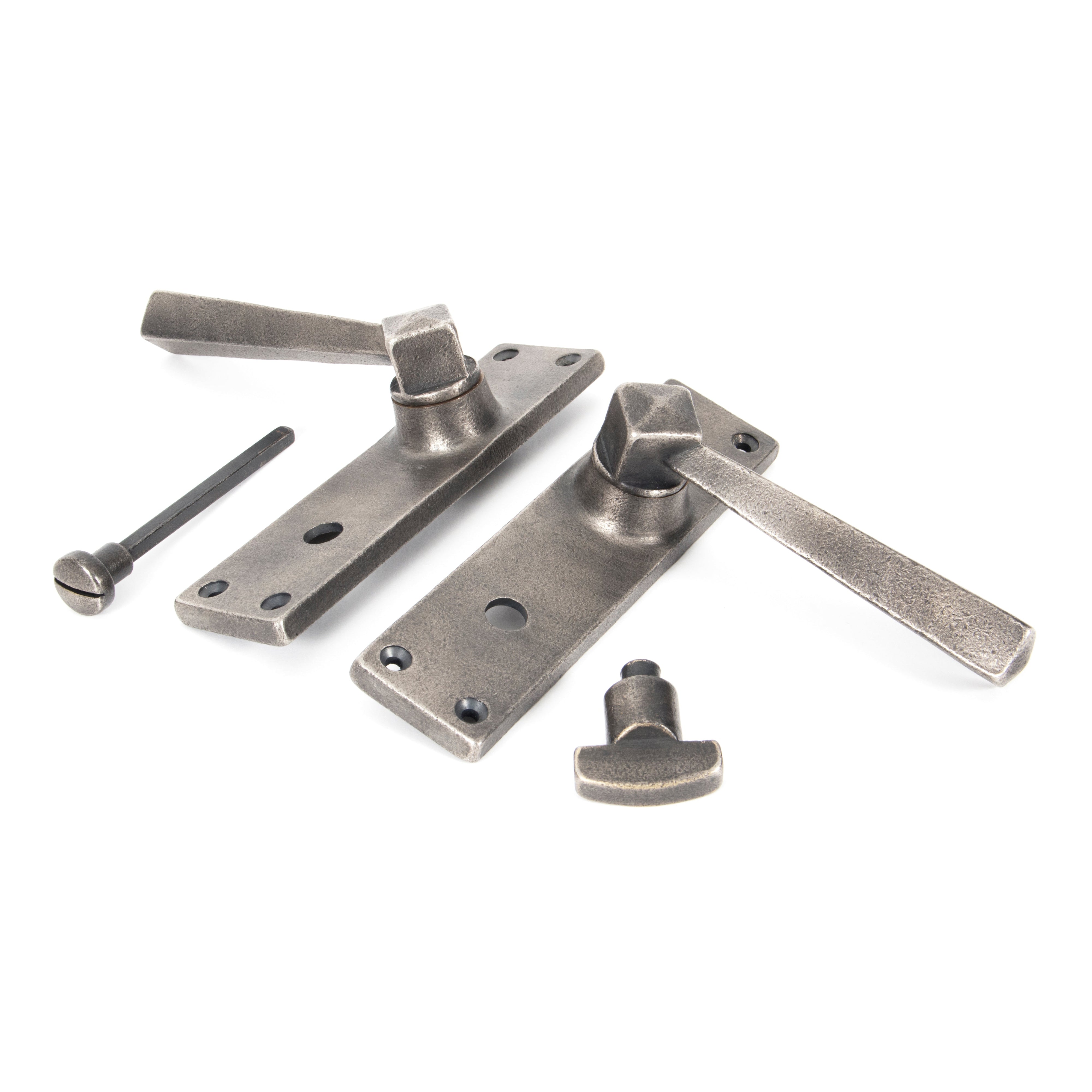 Antique Pewter Straight Lever Bathroom Set | From The Anvil-Lever Bathroom-Yester Home