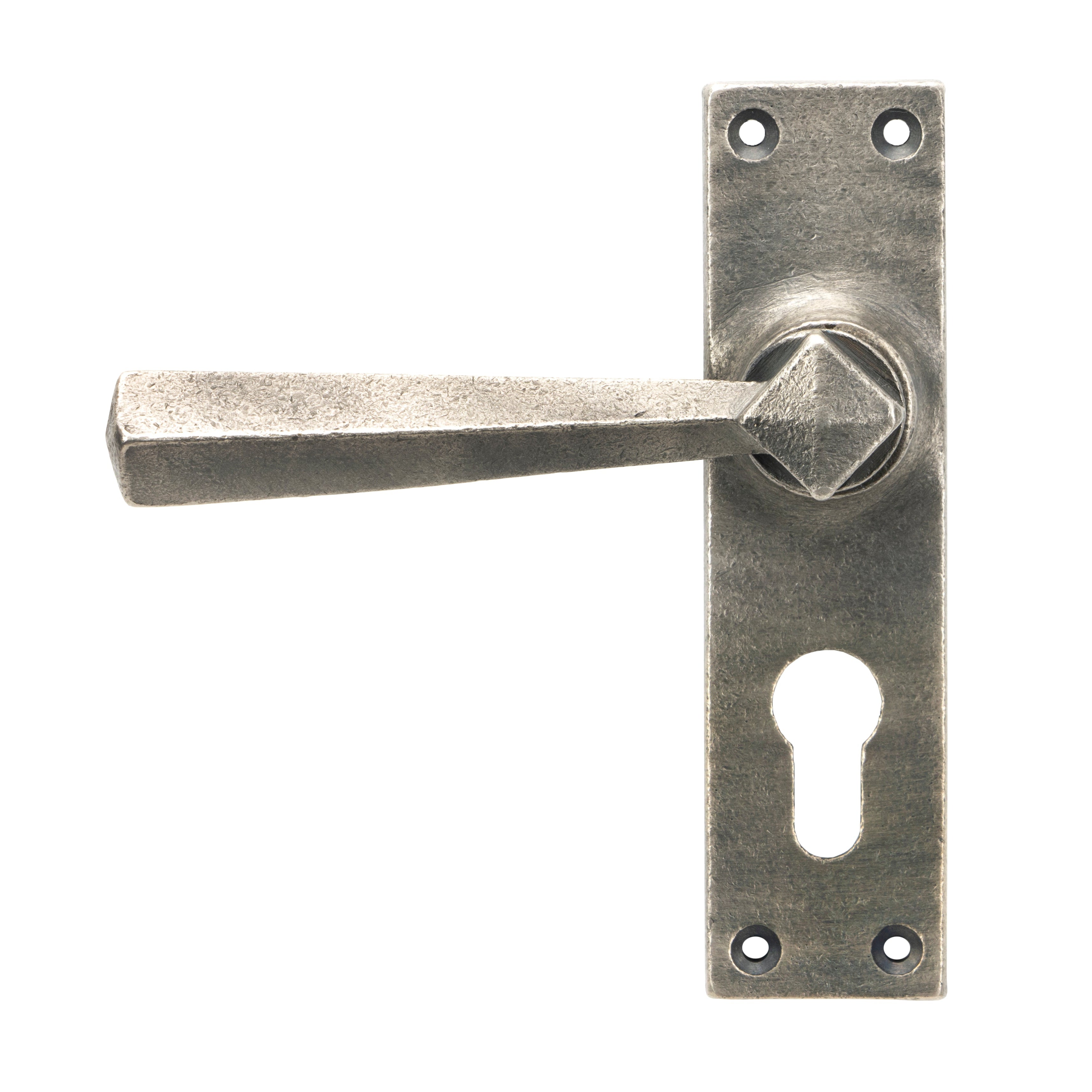 Antique Pewter Straight Lever Euro Lock Set | From The Anvil-Lever Euro-Yester Home