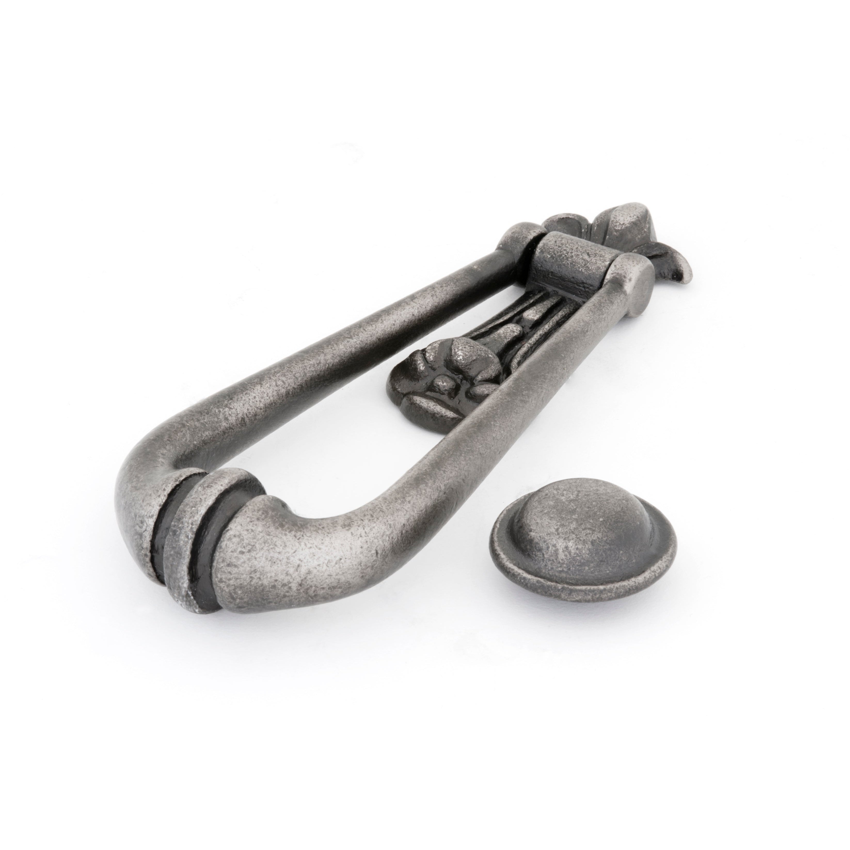 Antique Pewter Victorian Loop Door Knocker | From The Anvil-Bolt-Through Door Knockers-Yester Home