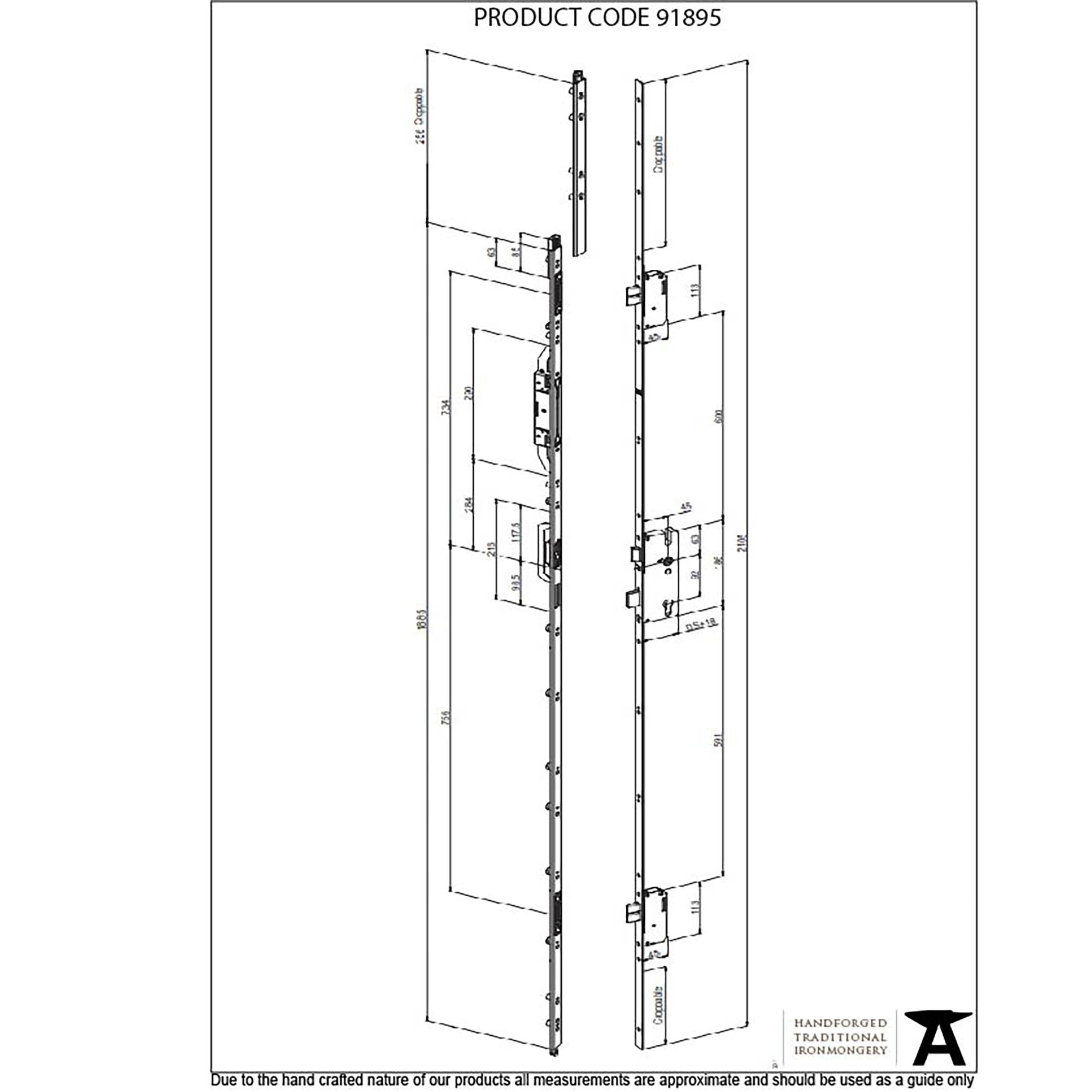 BZP LH French Lock Kit for 2284mm - No Slave Handle | From The Anvil - Multi-Point Locks - From The Anvil - Yester Home