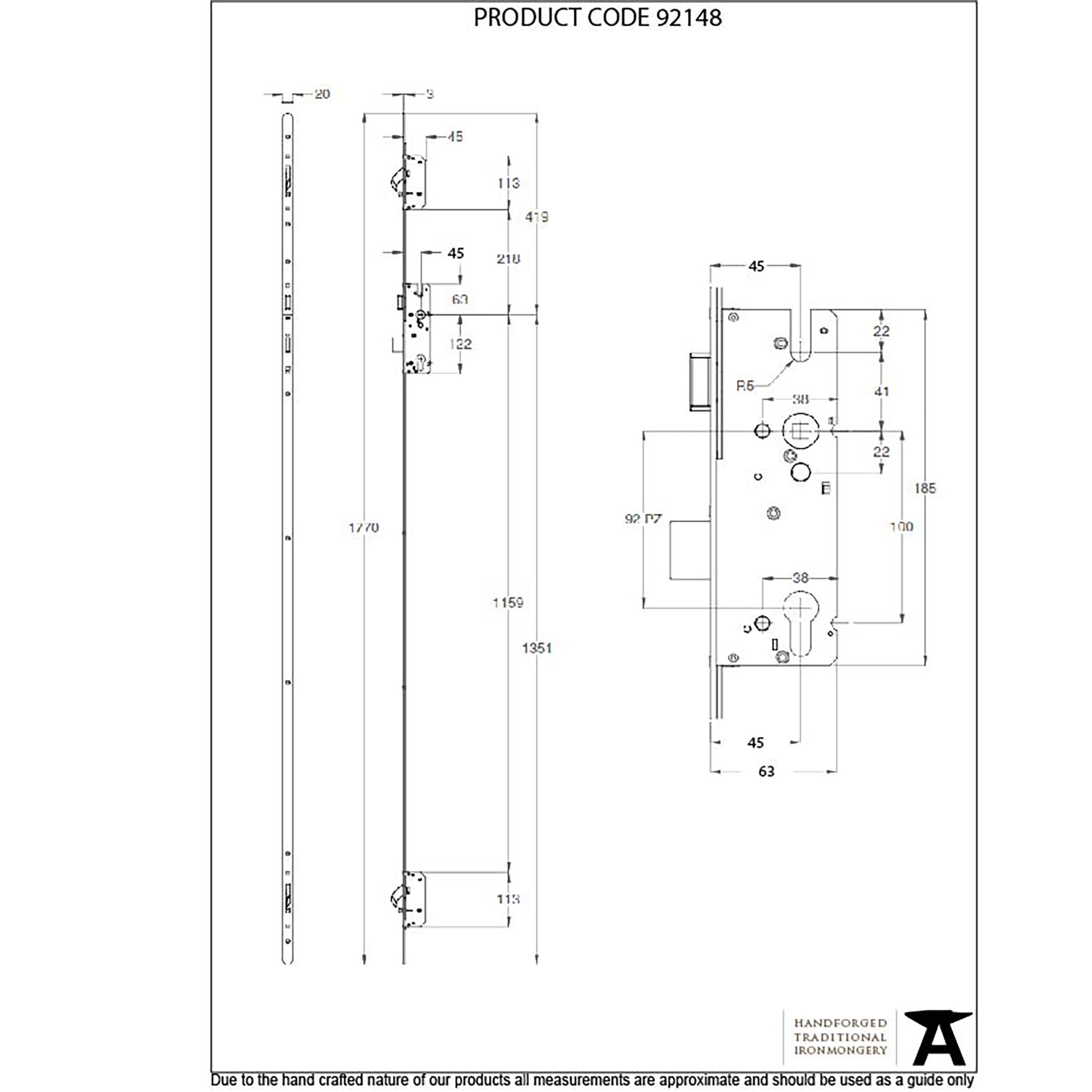 BZP Winkhaus 1.77m AV2 RH Heritage Lock 45mmBS | From The Anvil - Multi-Point Locks - From The Anvil - Yester Home