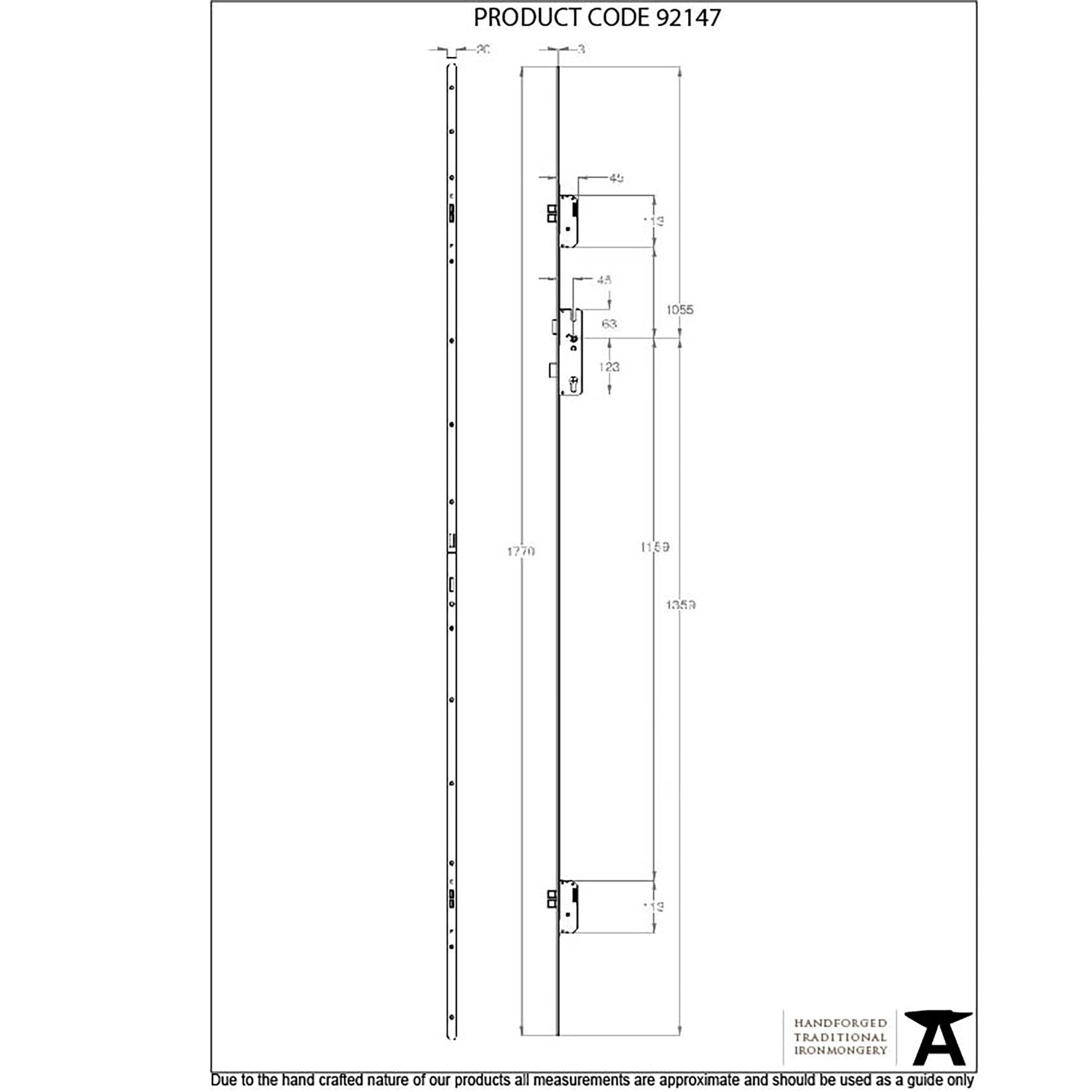 BZP Winkhaus 1.77m Heritage Thunderbolt Espag Lock 45mm BS | From The Anvil - Multi-Point Locks - From The Anvil - Yester Home