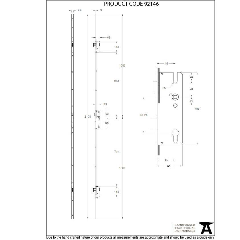 BZP Winkhaus 2.1m Thunderbolt Espag Lock 45mmBS | From The Anvil-Multi-Point Locks-Yester Home