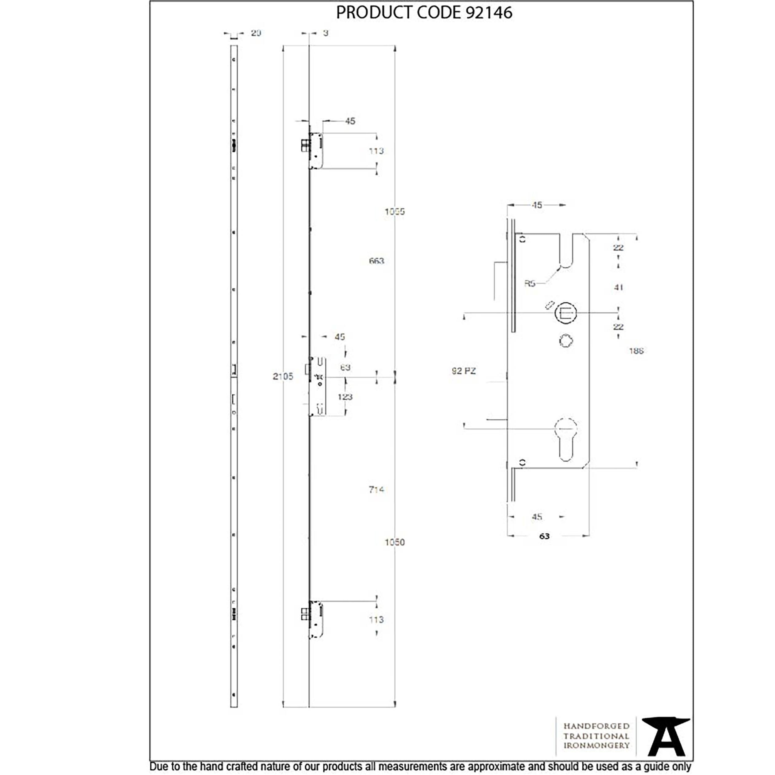 BZP Winkhaus 2.1m Thunderbolt Espag Lock 45mmBS | From The Anvil - Multi-Point Locks - From The Anvil - Yester Home