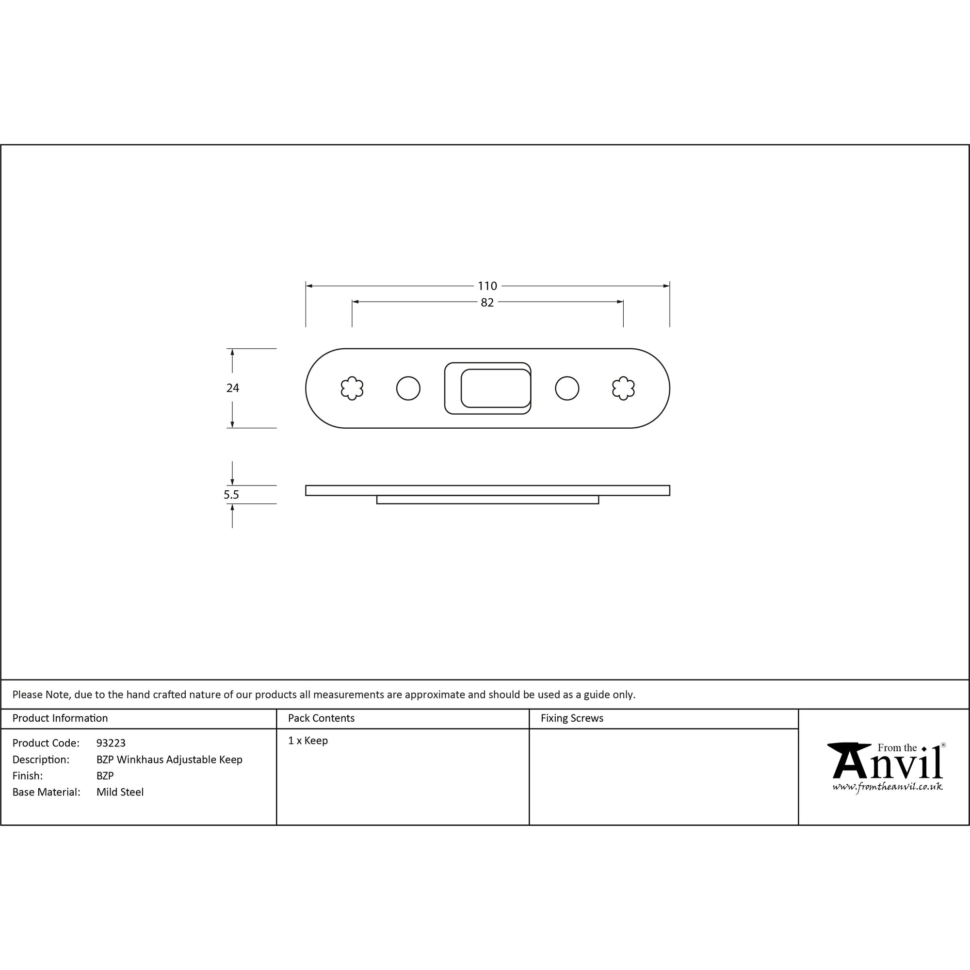 BZP Winkhaus Adjustable Keep | From The Anvil-Multi-Point Locks-Yester Home