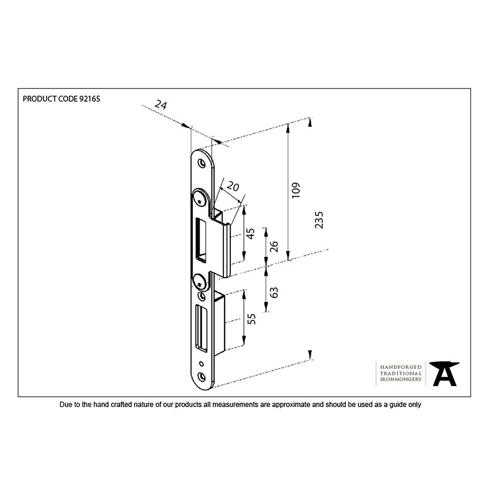 BZP Winkhaus Centre Latch Keep LH 56mm Door | From The Anvil - Multi-Point Locks - From The Anvil - Yester Home