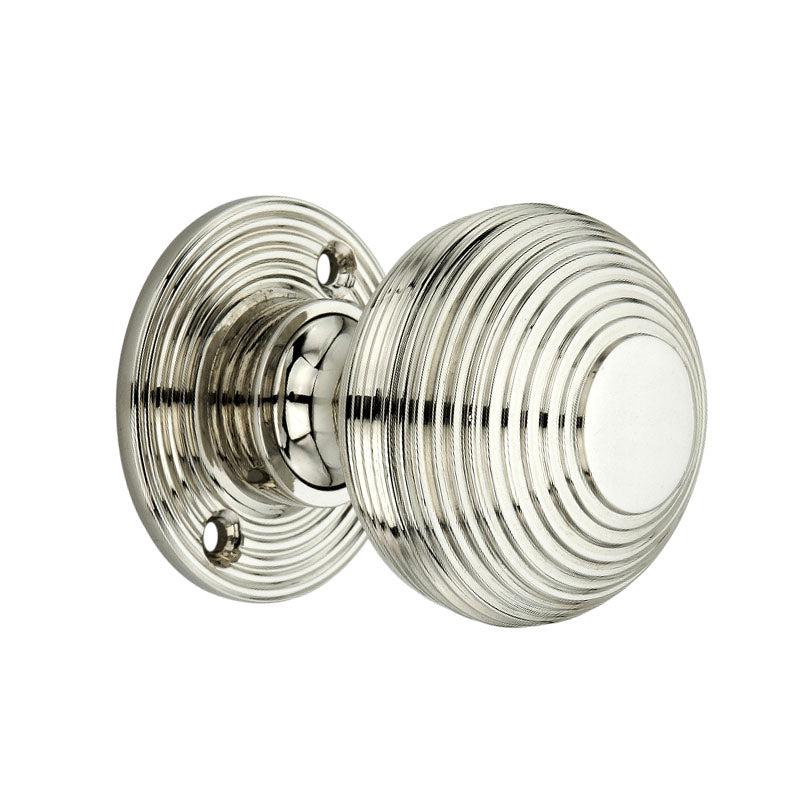 Beehive 50mm Rim/Mortice Door Knob Polished Nickel-Rim Door Knobs-Yester Home
