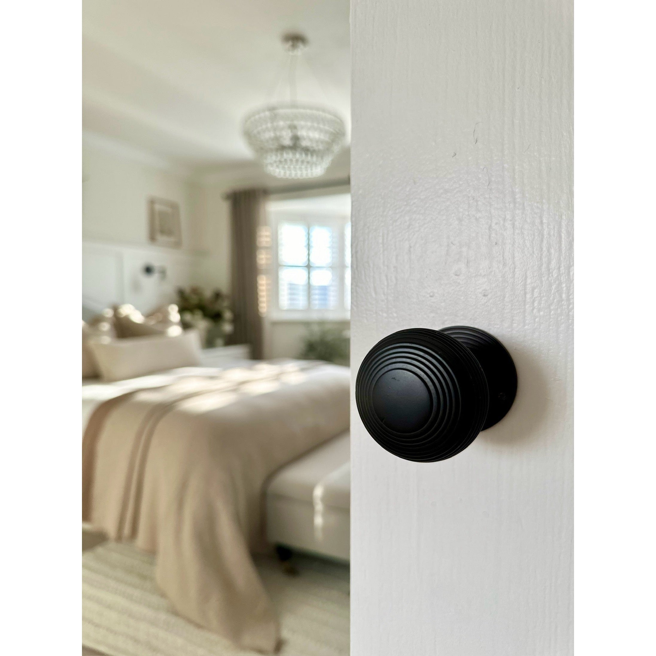 Beehive Large 60mm Mortice Door Knob Matt Black - Mortice Door Knobs - Spira Brass - Yester Home