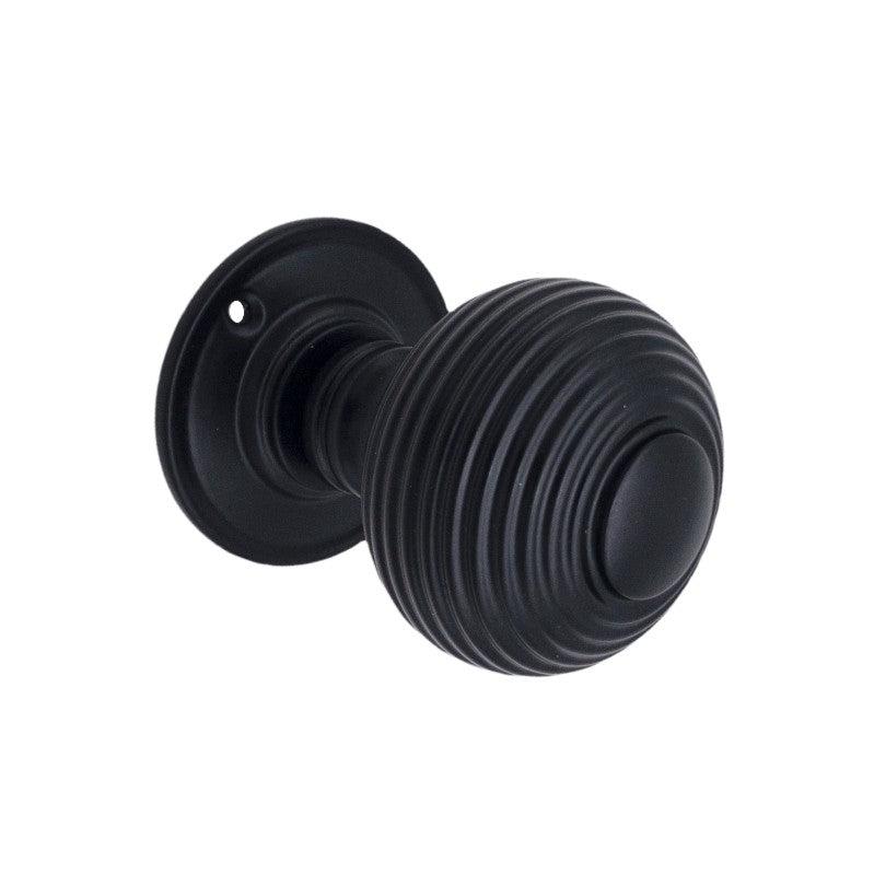 Beehive Large 60mm Mortice Door Knob Matt Black-Mortice Door Knobs-Yester Home
