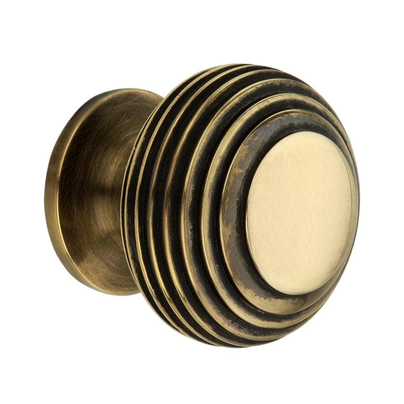 Beehive Small 30mm Cupboard Knob Aged Brass-Cupboard Knobs-Yester Home
