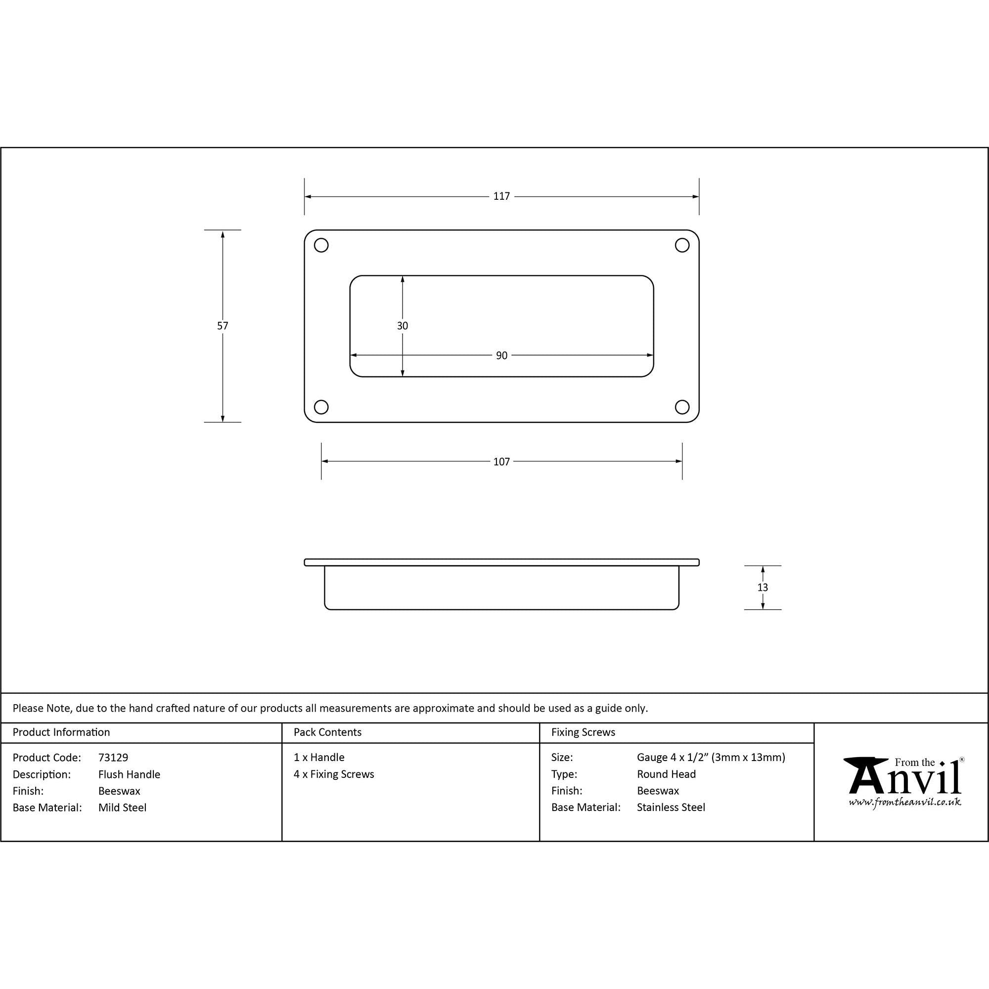 Beeswax Flush Handle | From The Anvil - Flush Handles - From The Anvil - Yester Home