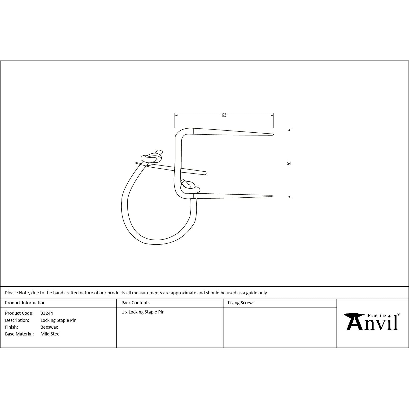 Beeswax Locking Staple Pin | From The Anvil - Staple Pins & Plates - From The Anvil - Yester Home