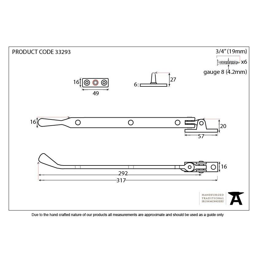 Black 12" Handmade Peardrop Stay | From The Anvil-Stays-Yester Home