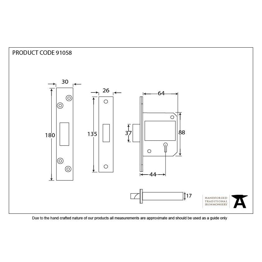 Black 2½" BS 5 Lever Deadlock | From The Anvil-Deadlocks & Deadbolts-Yester Home