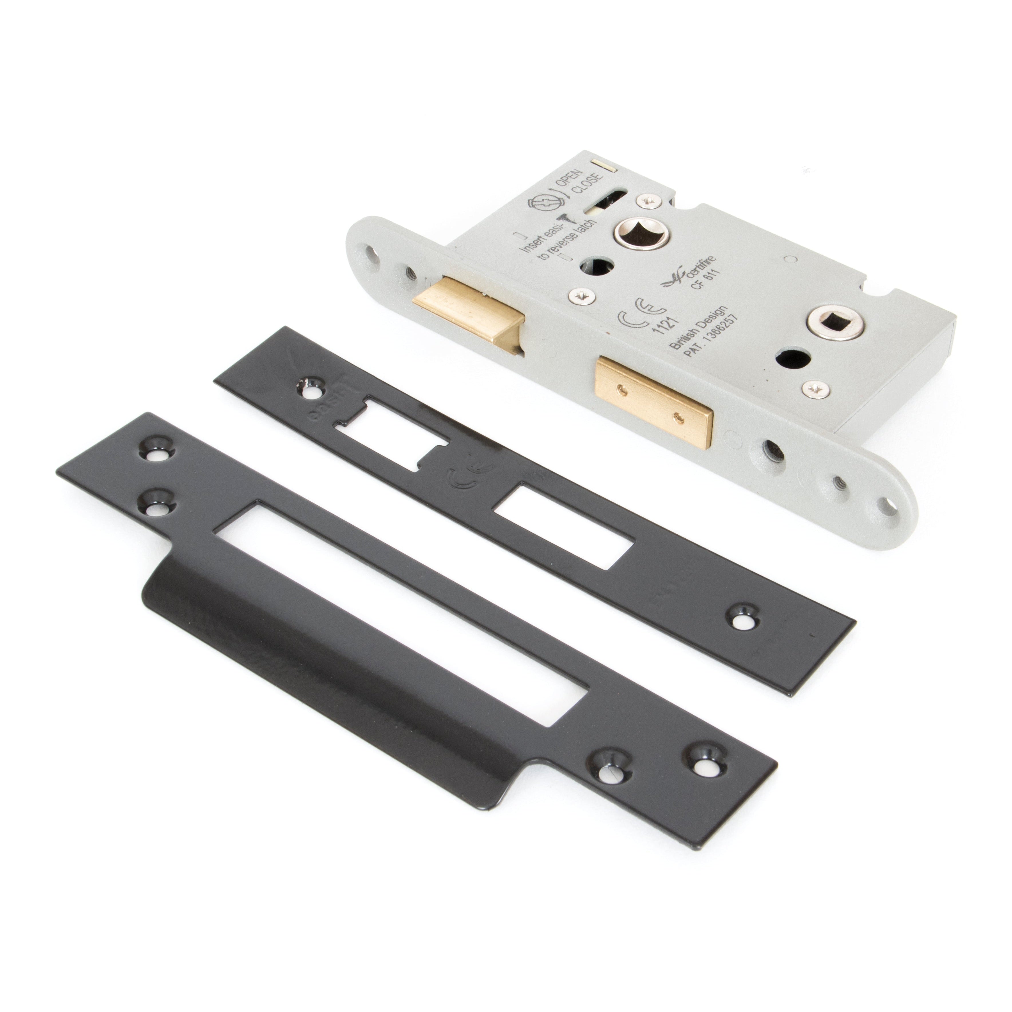 Black 2½" Heavy Duty Bathroom Mortice Lock | From The Anvil-Bathroom Locks-Yester Home