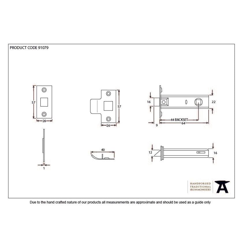 Black 2½" Tubular Mortice Latch | From The Anvil-Latches-Yester Home