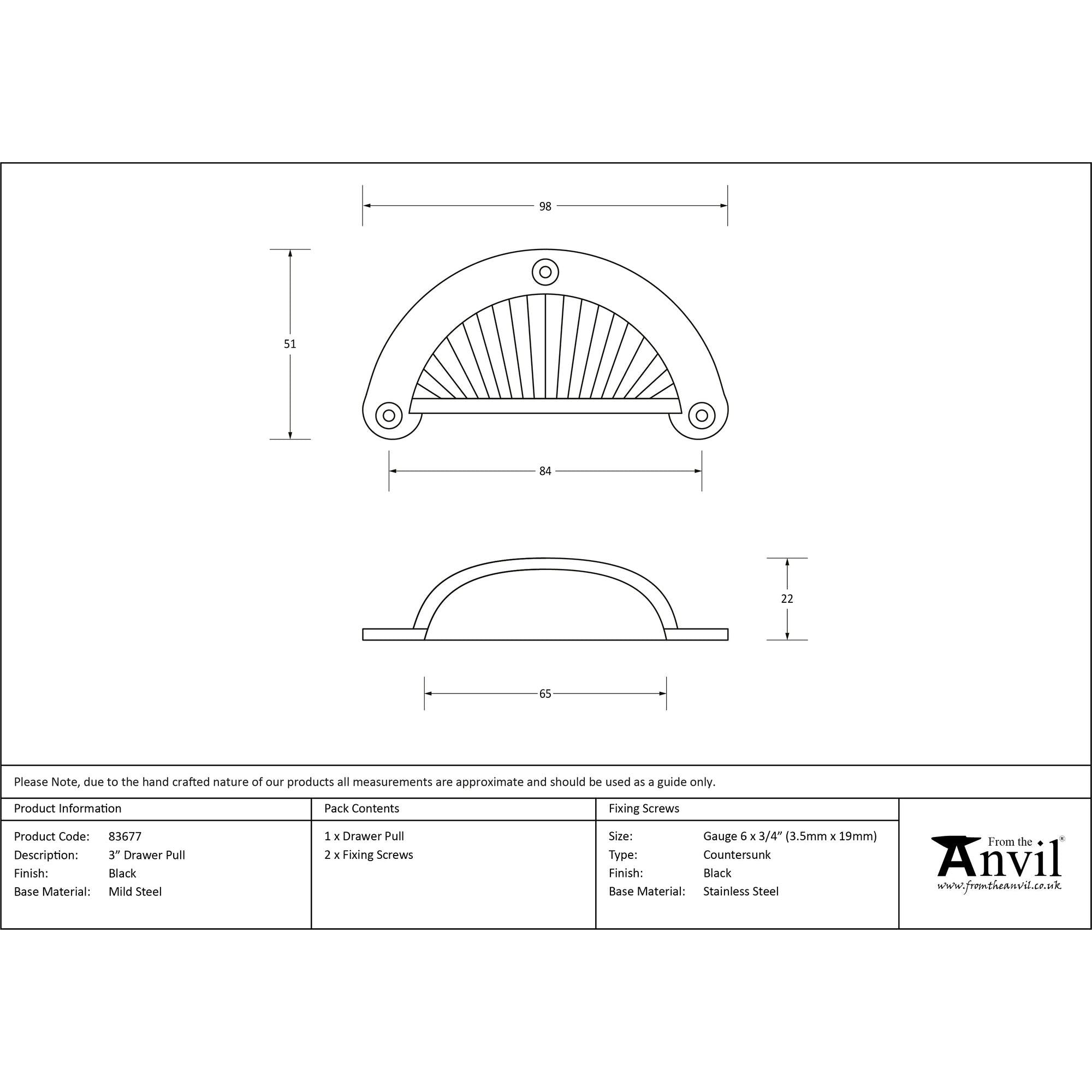 Black 3" Flower Drawer Pull | From The Anvil - Drawer Pulls - From The Anvil - Yester Home