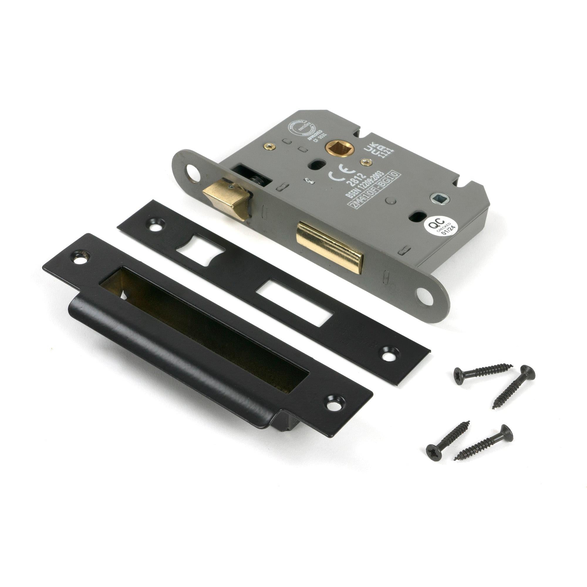 Black 3" Heavy Duty Bathroom Mortice Lock | From The Anvil - Bathroom Locks - From The Anvil - Yester Home