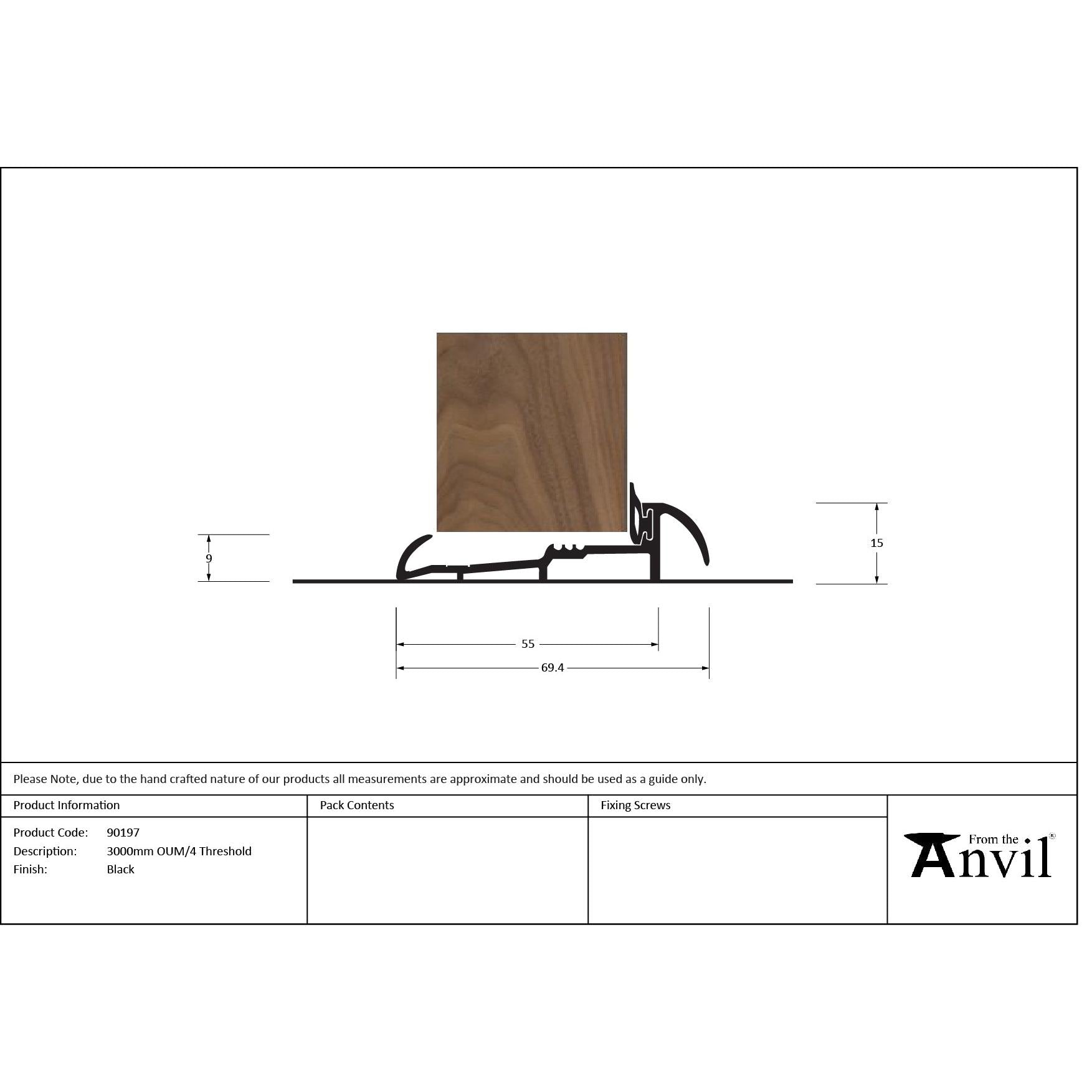 Black 3000mm OUM/4 Threshold | From The Anvil - Thresholds - From The Anvil - Yester Home