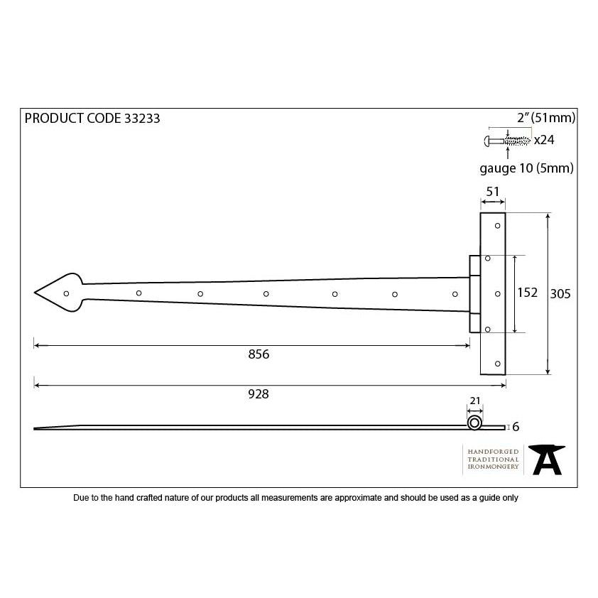 Black 36" Barn Door T Hinge (pair) | From The Anvil-T Hinges-Yester Home