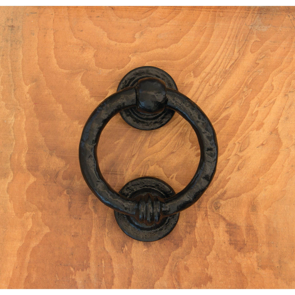 Black 4" Ring Door Knocker | From The Anvil-Bolt-Through Door Knockers-Yester Home